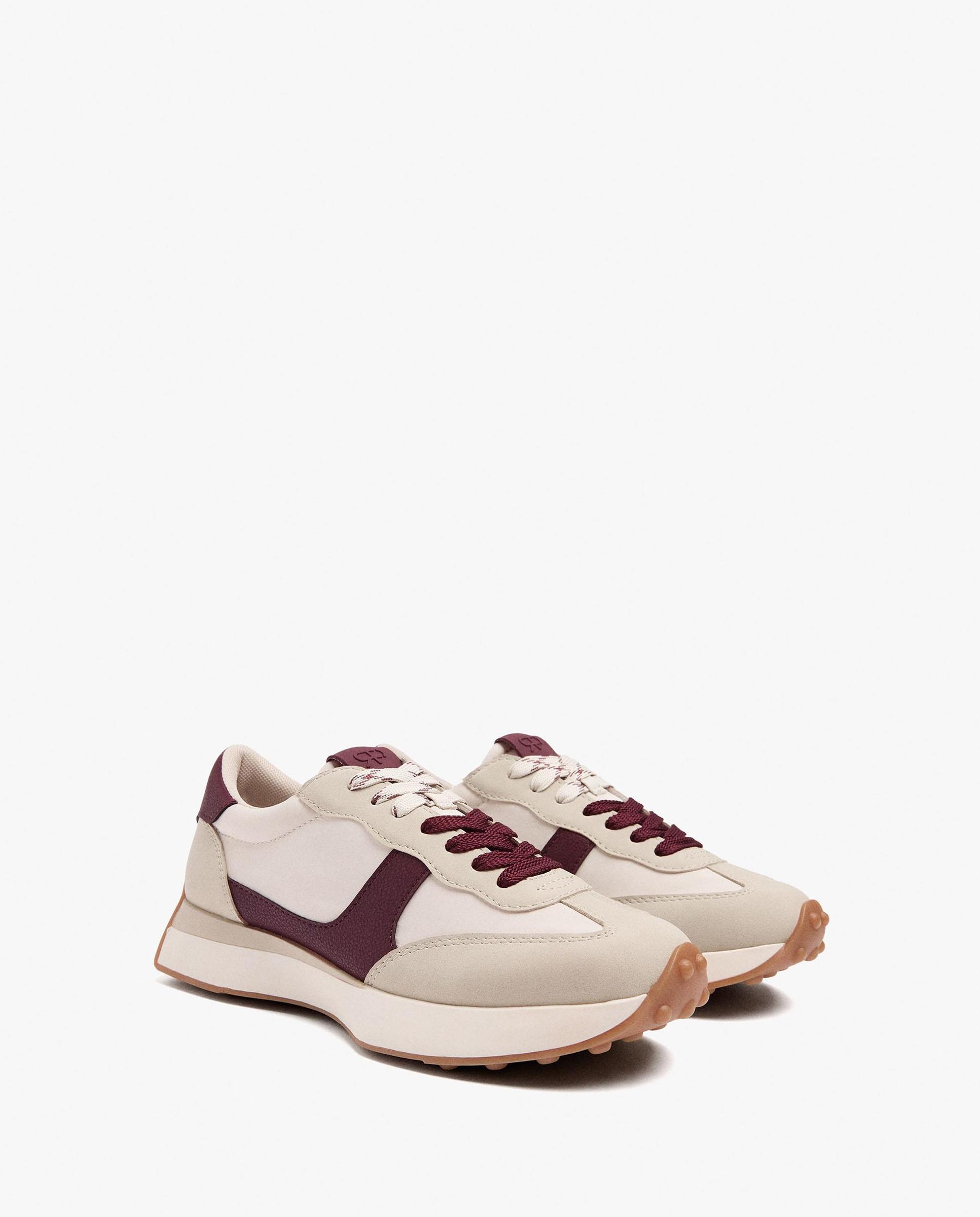 Zapatillas deportivas de mujer con detalle lateral en liso - Parfois - Beige Beige-2