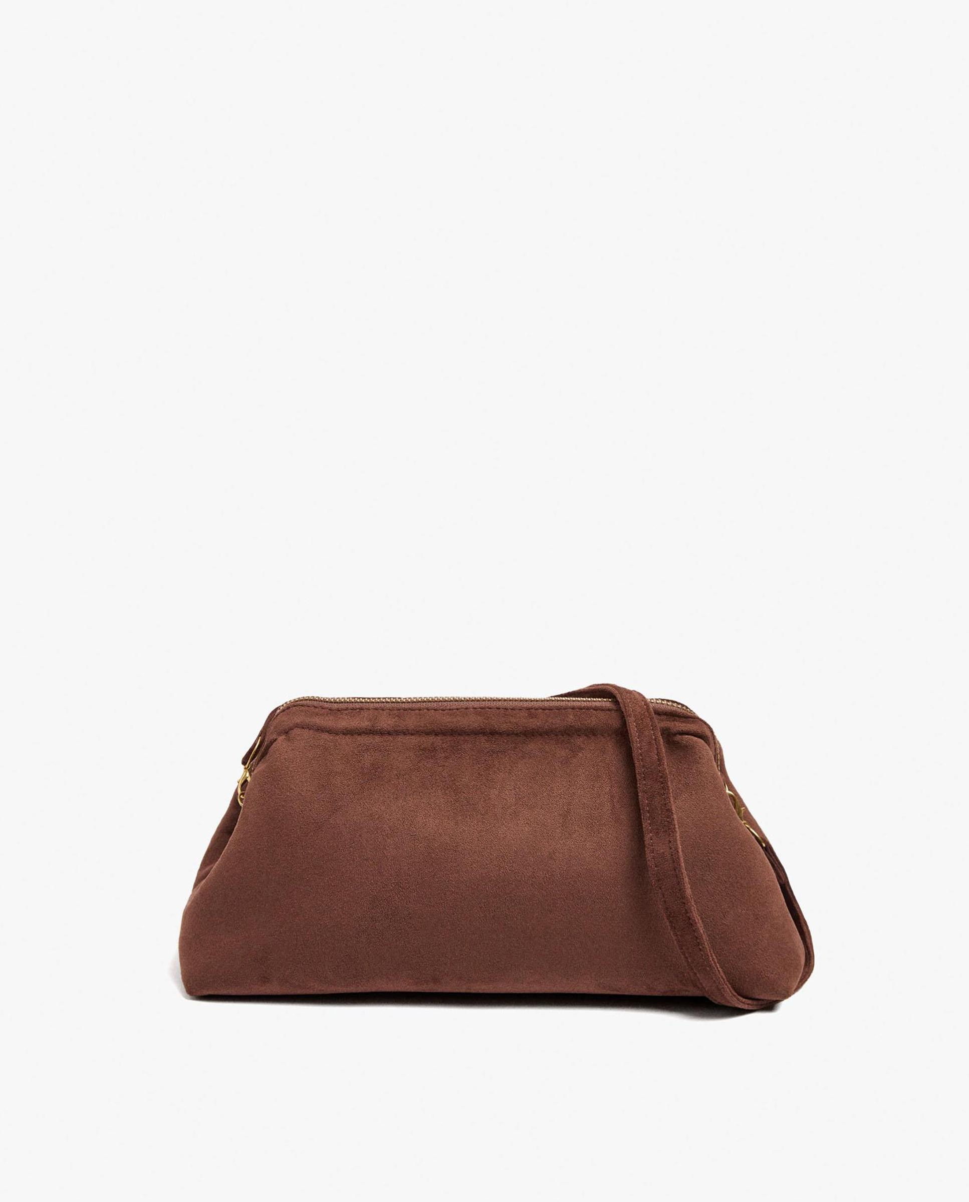 Imagen 0 de Bolso de fiesta 100% piel convertible a bandolera con cierre de cremallera en liso Marrón