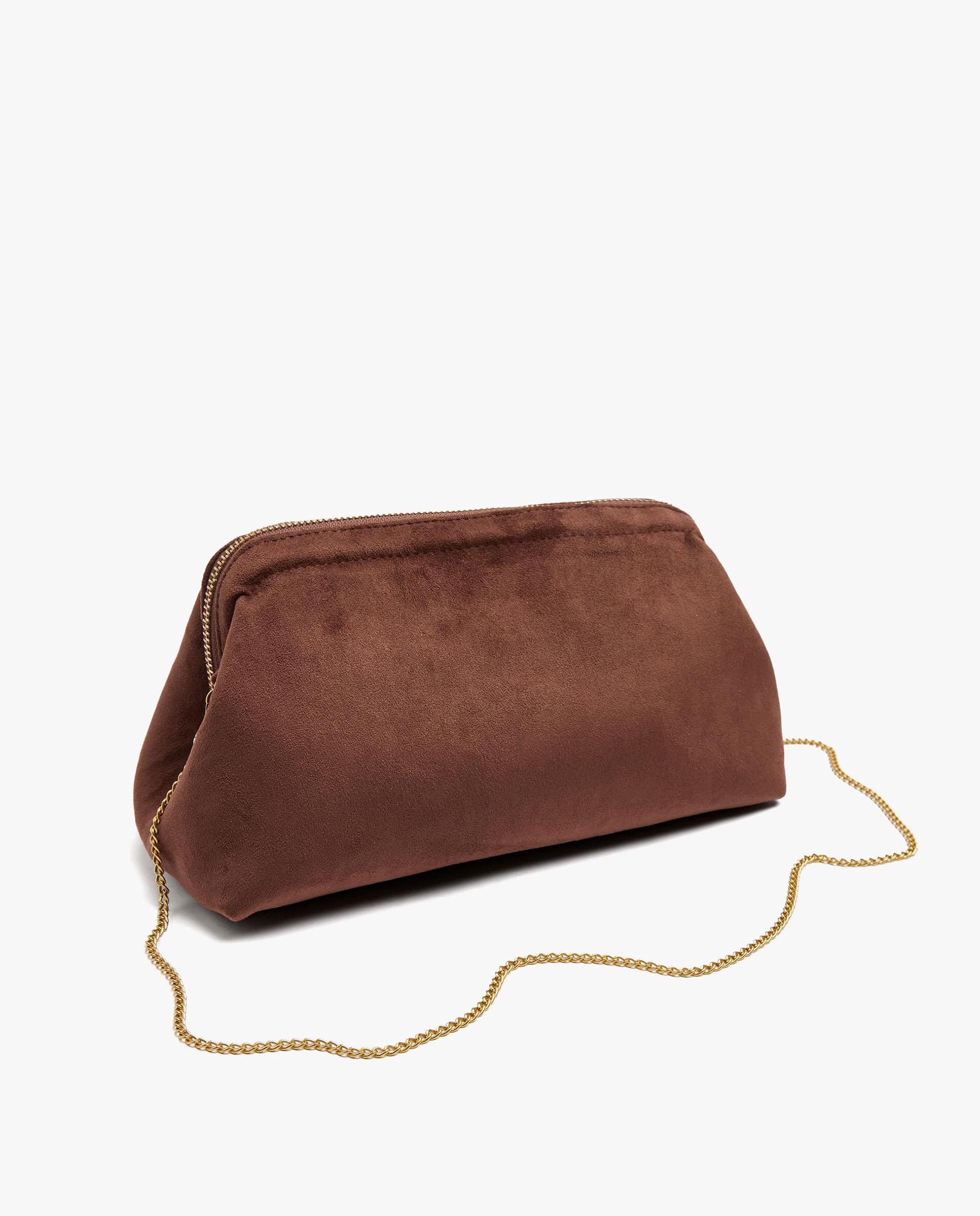 Imagen 2 de Bolso de fiesta 100% piel convertible a bandolera con cierre de cremallera en liso - Parfois - Marrón Marrón