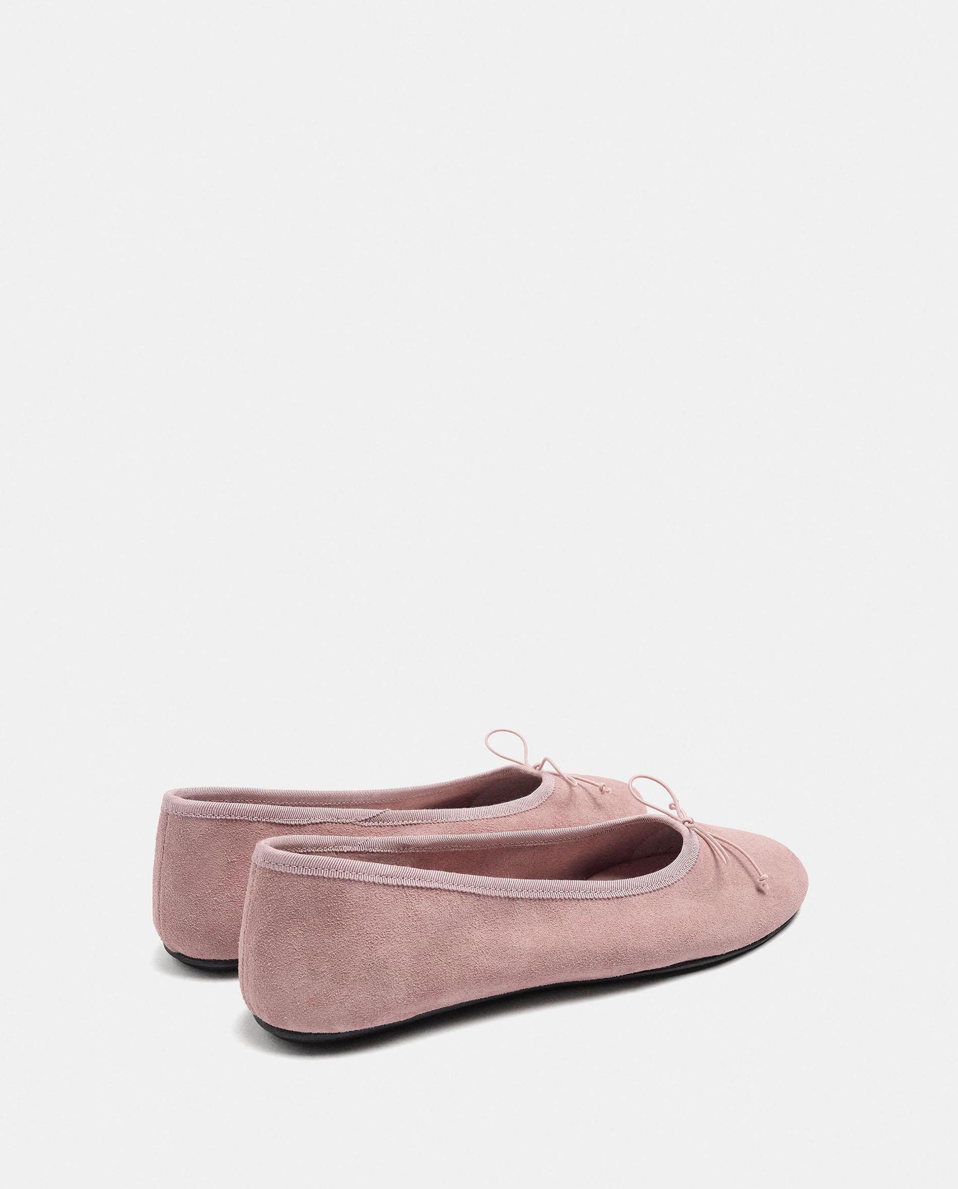 Bailarinas planas de mujer con pespuntes en liso - Parfois - Rosa Rosa-4