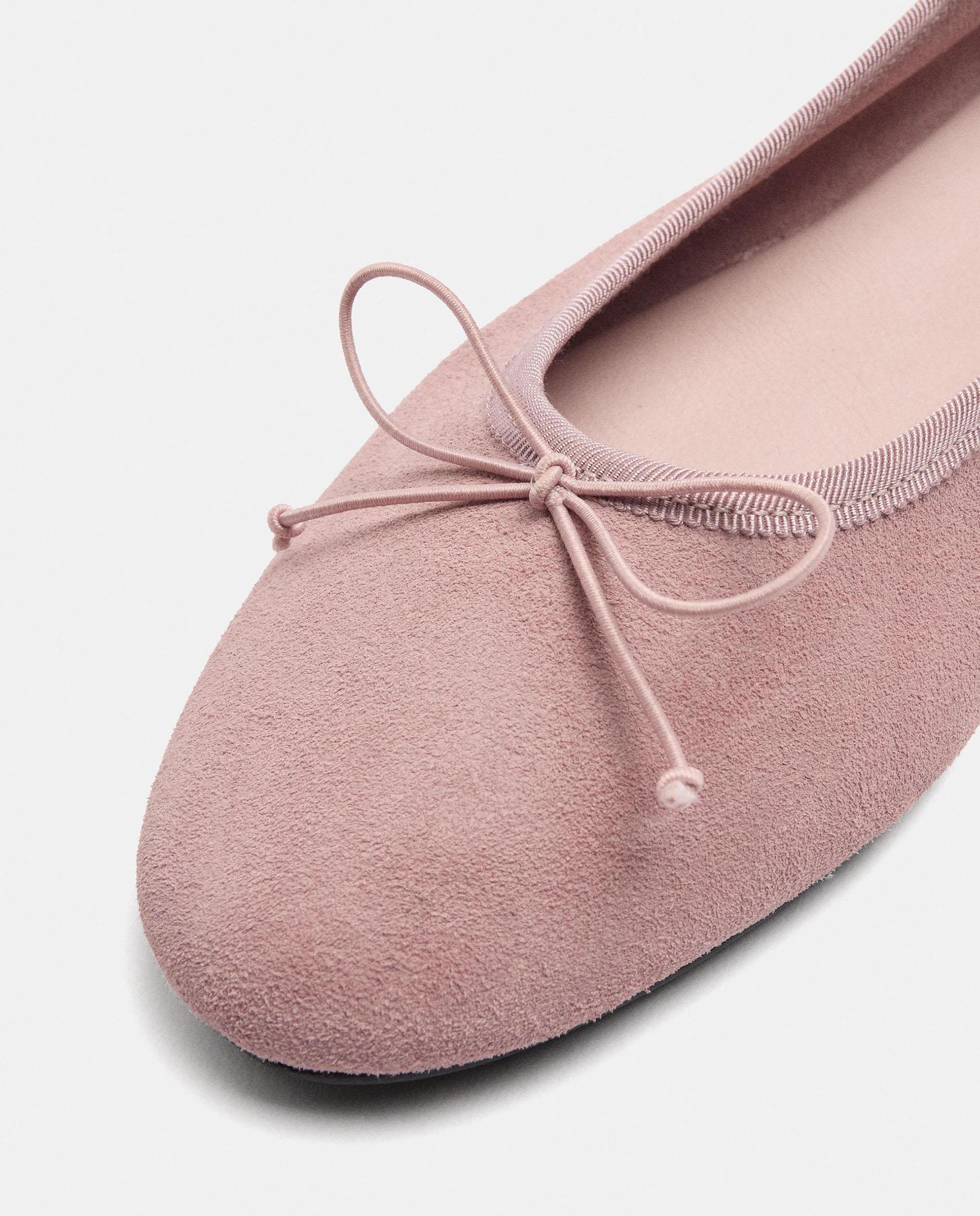 Bailarinas planas de mujer con pespuntes en liso - Parfois - Rosa Rosa-5