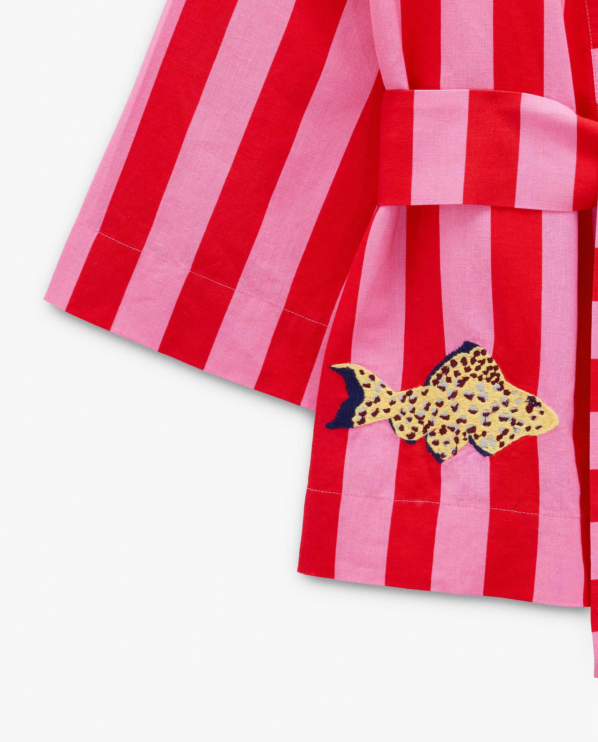 Caftán de mujer estilo kimono con cinturón ajustable y estampado de rayas - Parfois - Multicolor Multicolor-7
