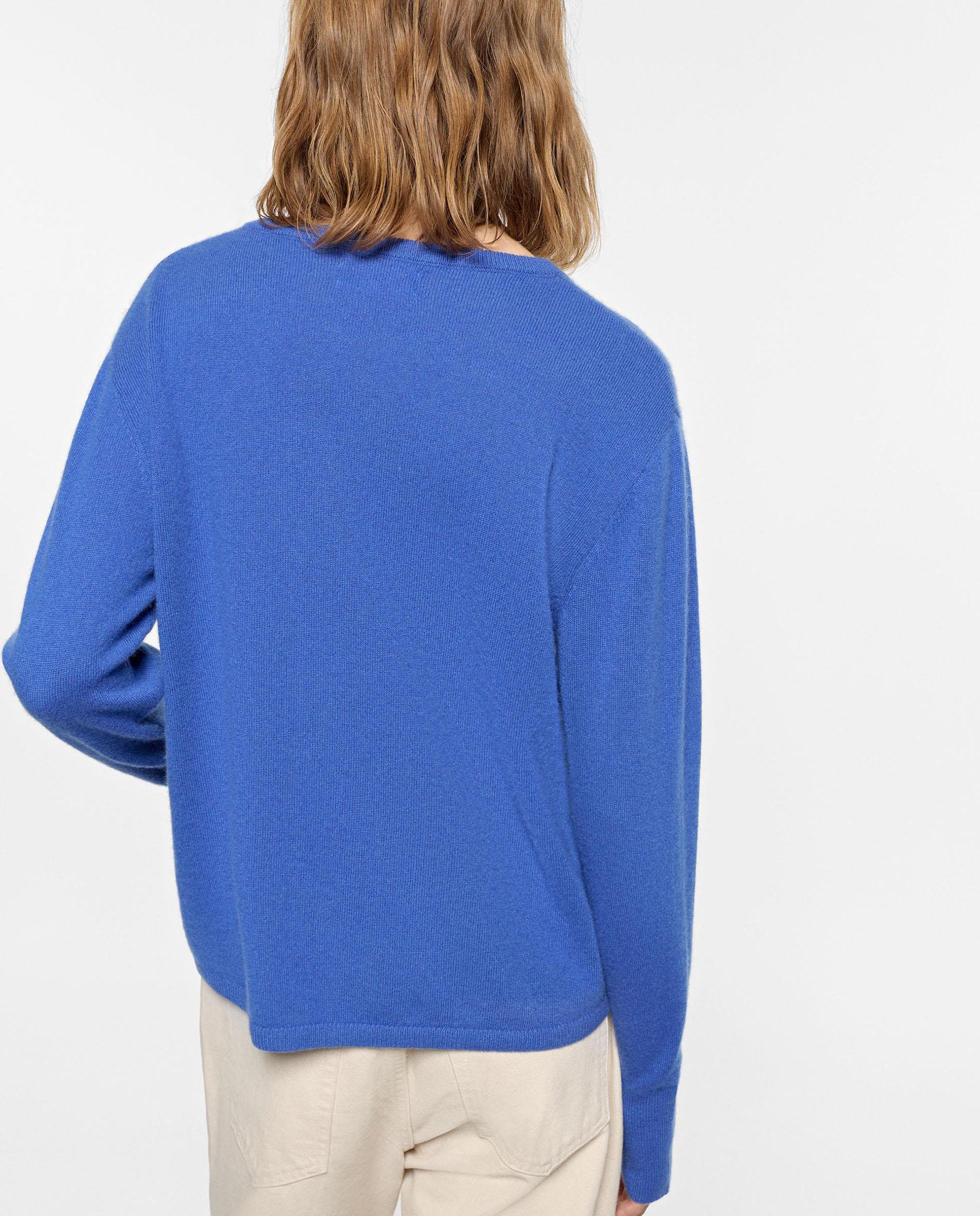 Imagen 4 de Jersey de mujer 100% cashmere con cuello pico en liso - Parfois - Azul Azul