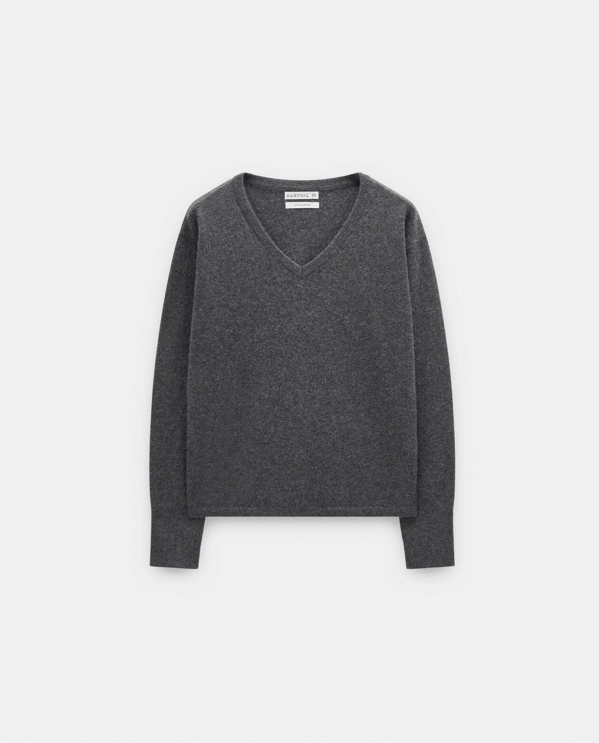 Imagen 7 de Jersey de mujer 100% cashmere con cuello pico en liso - Parfois - Gris Gris