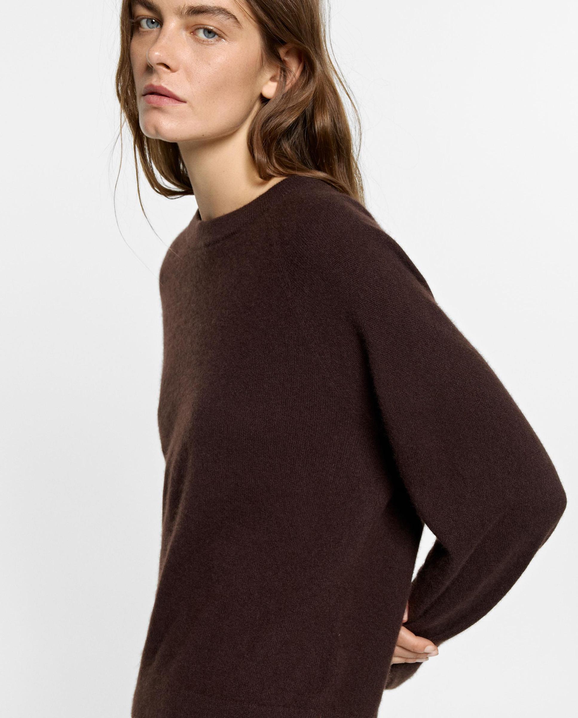 Jersey de mujer 100% cashmere de manga larga en liso - Parfois - Marrón oscuro Marrón oscuro-1