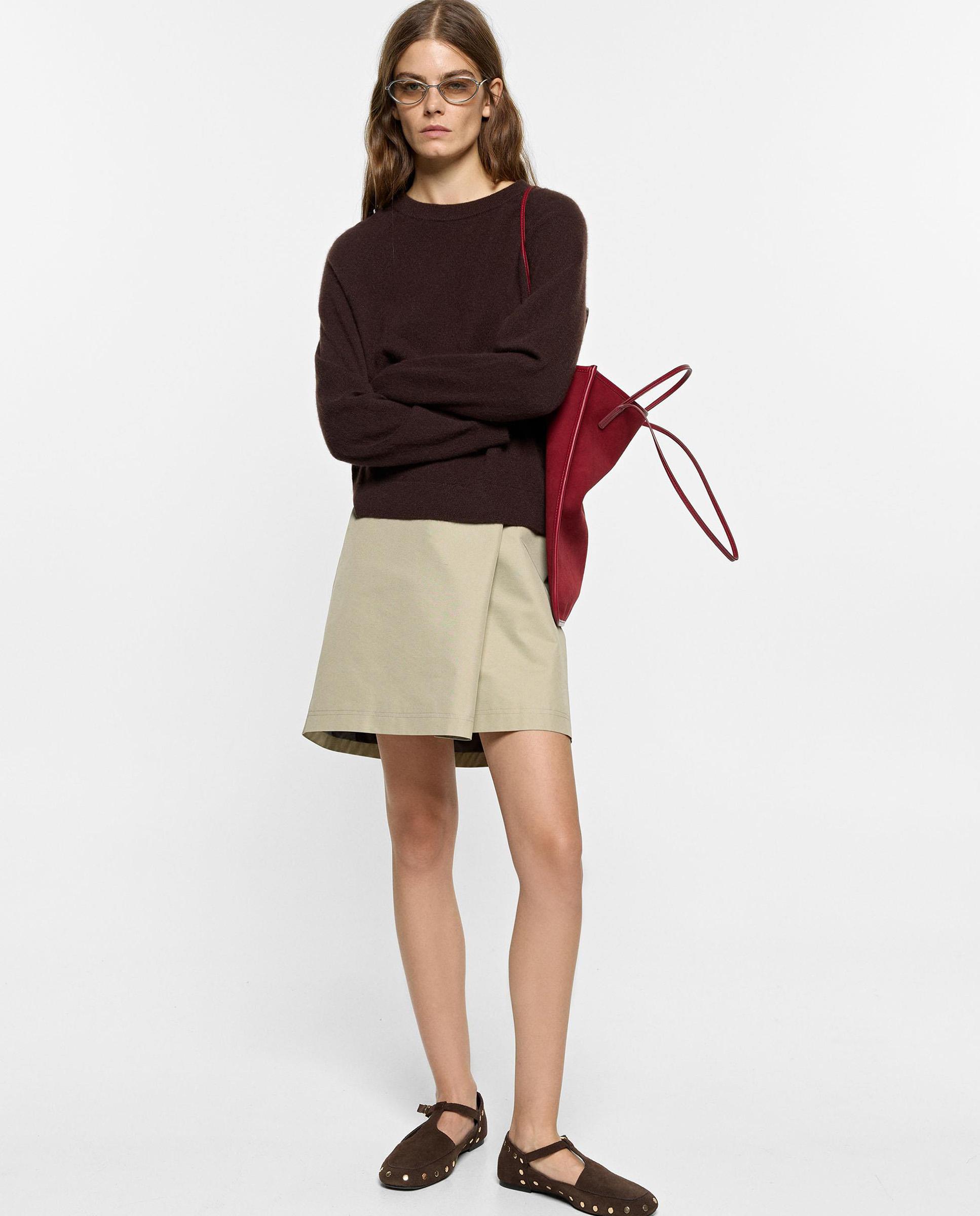 Jersey de mujer 100% cashmere de manga larga en liso - Parfois - Marrón oscuro Marrón oscuro-2