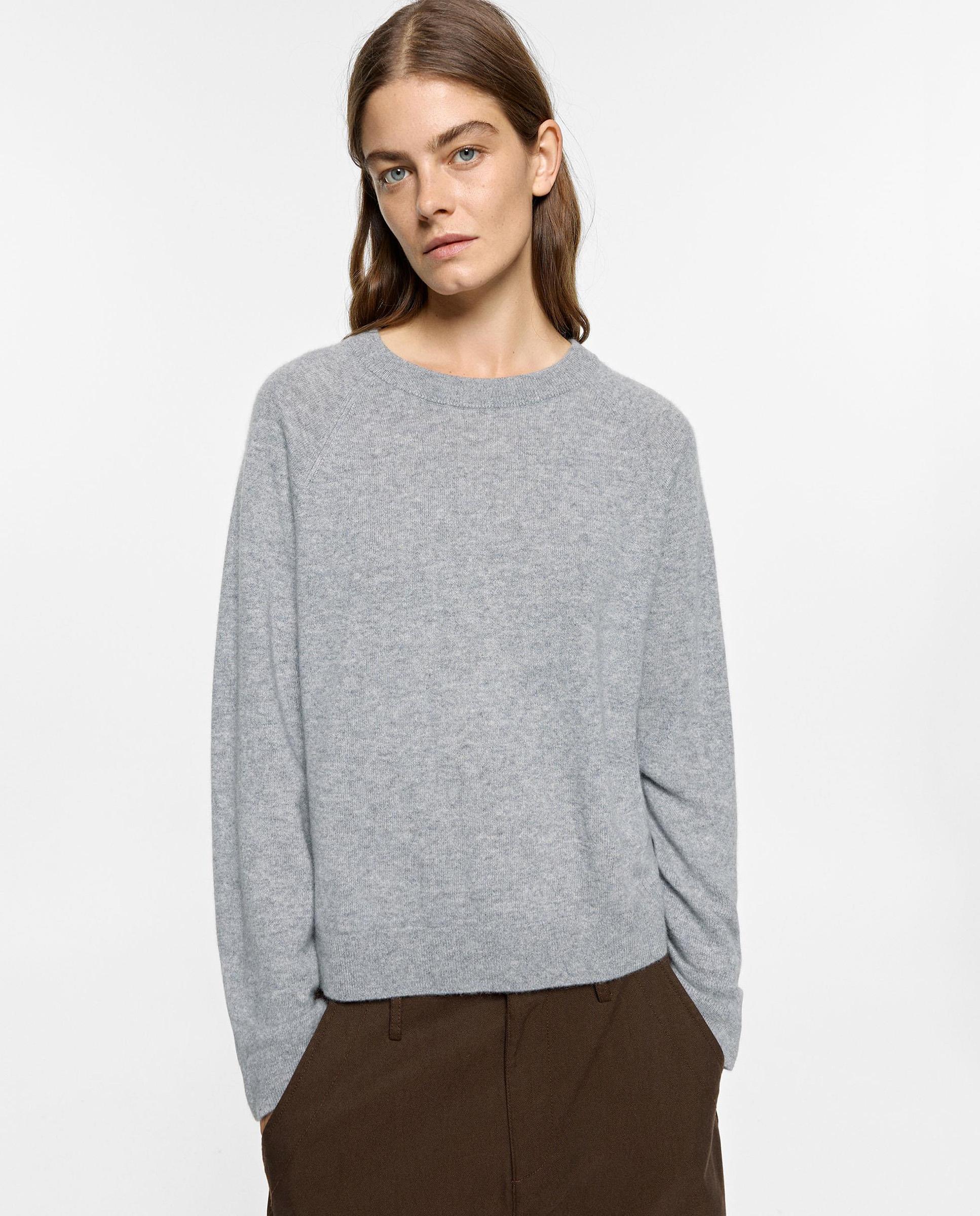 Jersey de mujer 100% cashmere de manga larga en liso - Parfois - Gris claro Gris claro-1