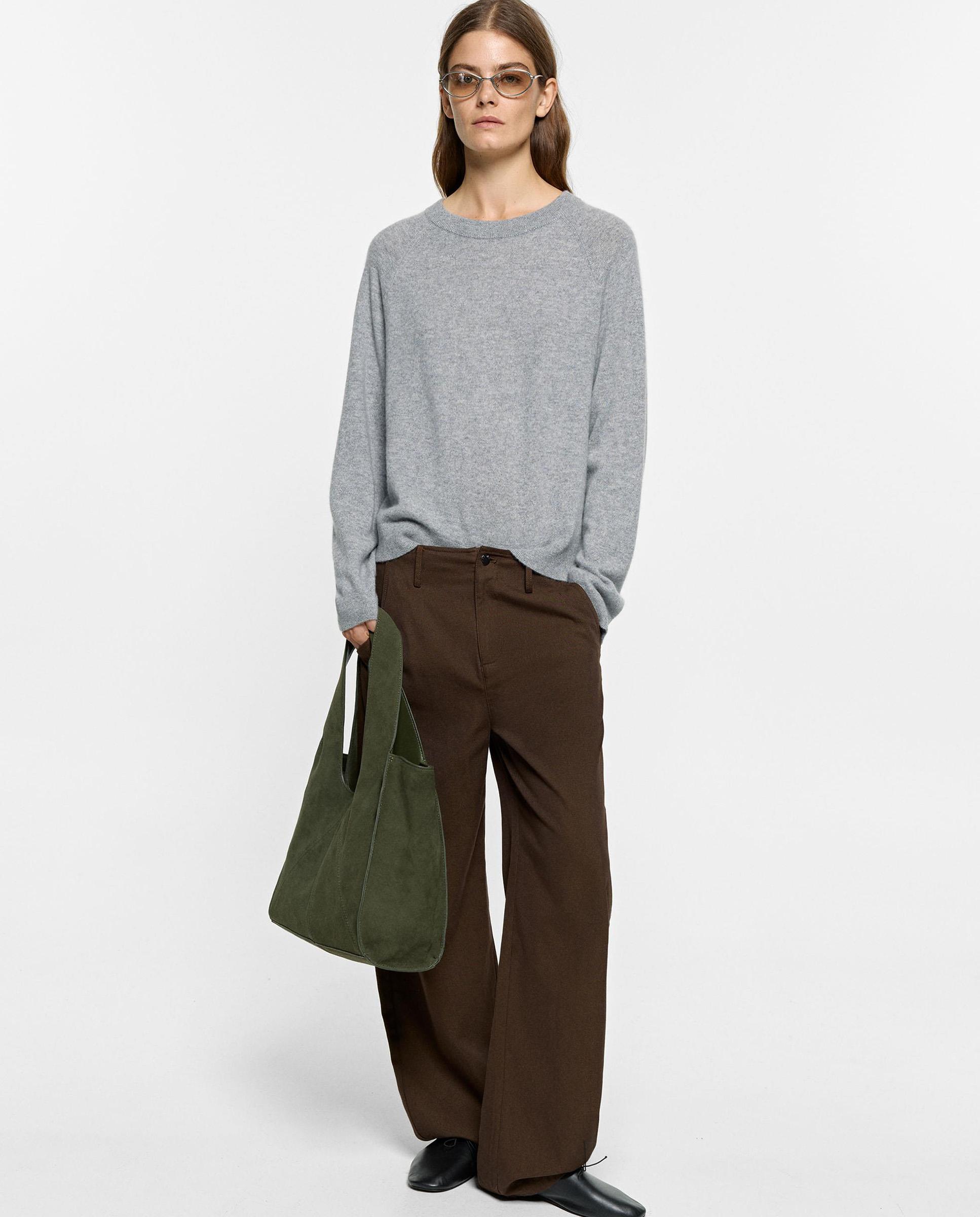 Jersey de mujer 100% cashmere de manga larga en liso - Parfois - Gris claro Gris claro-2