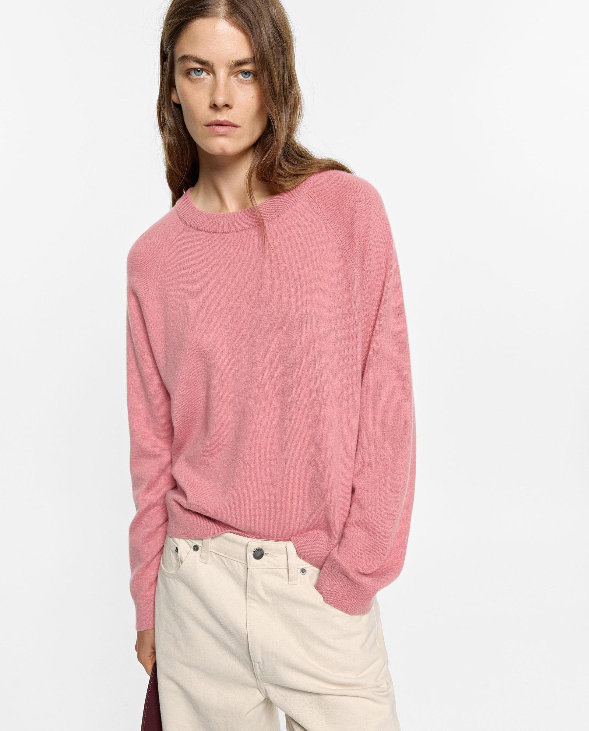 Jersey de mujer 100% cashmere de manga larga en liso - Parfois - Rosa Rosa-1