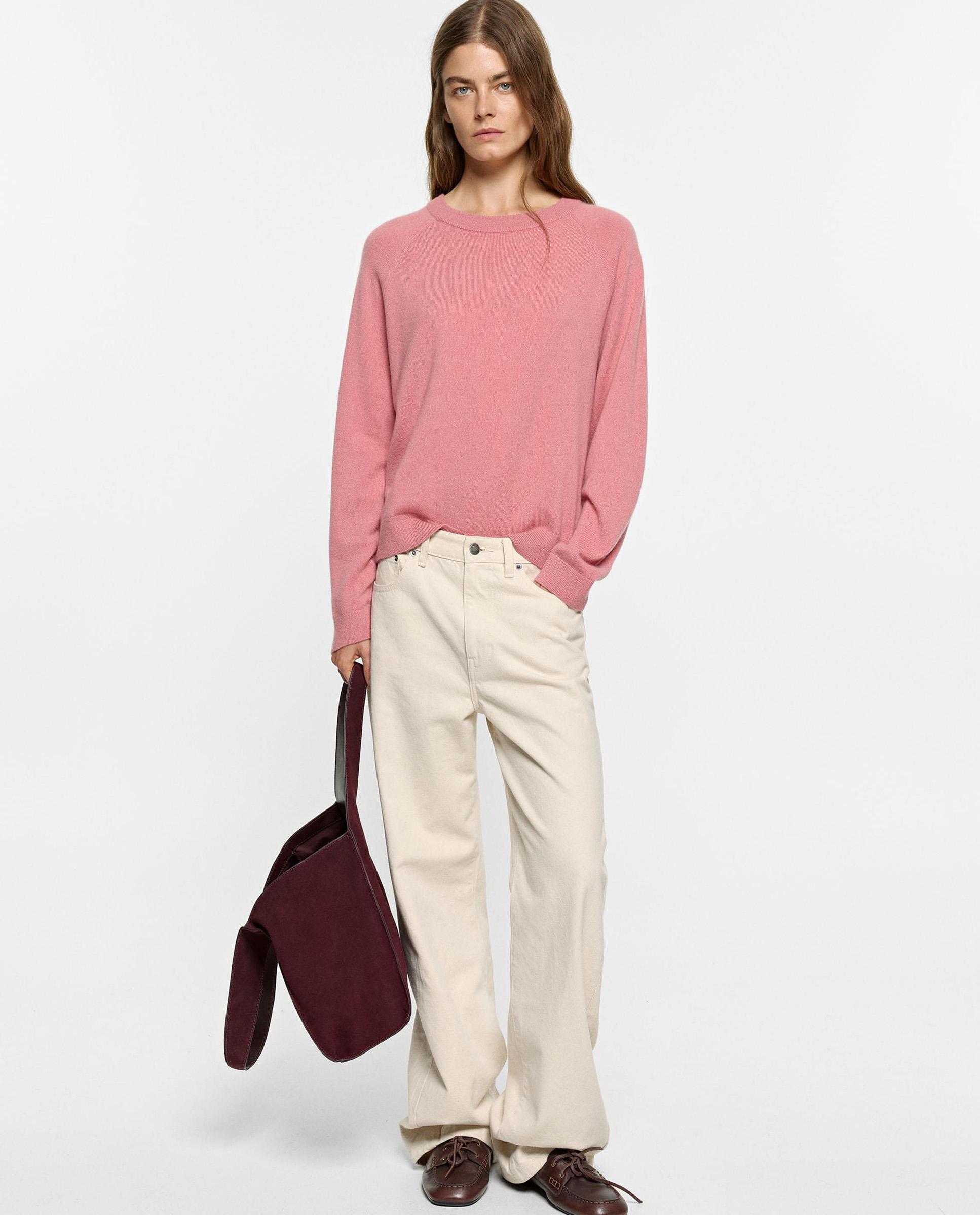 Jersey de mujer 100% cashmere de manga larga en liso - Parfois - Rosa Rosa-2