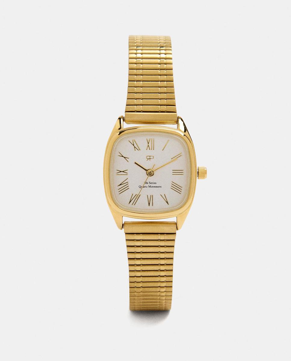 Imagen 0 de Reloj de mujer de acero inoxidable cuadrado Dorado