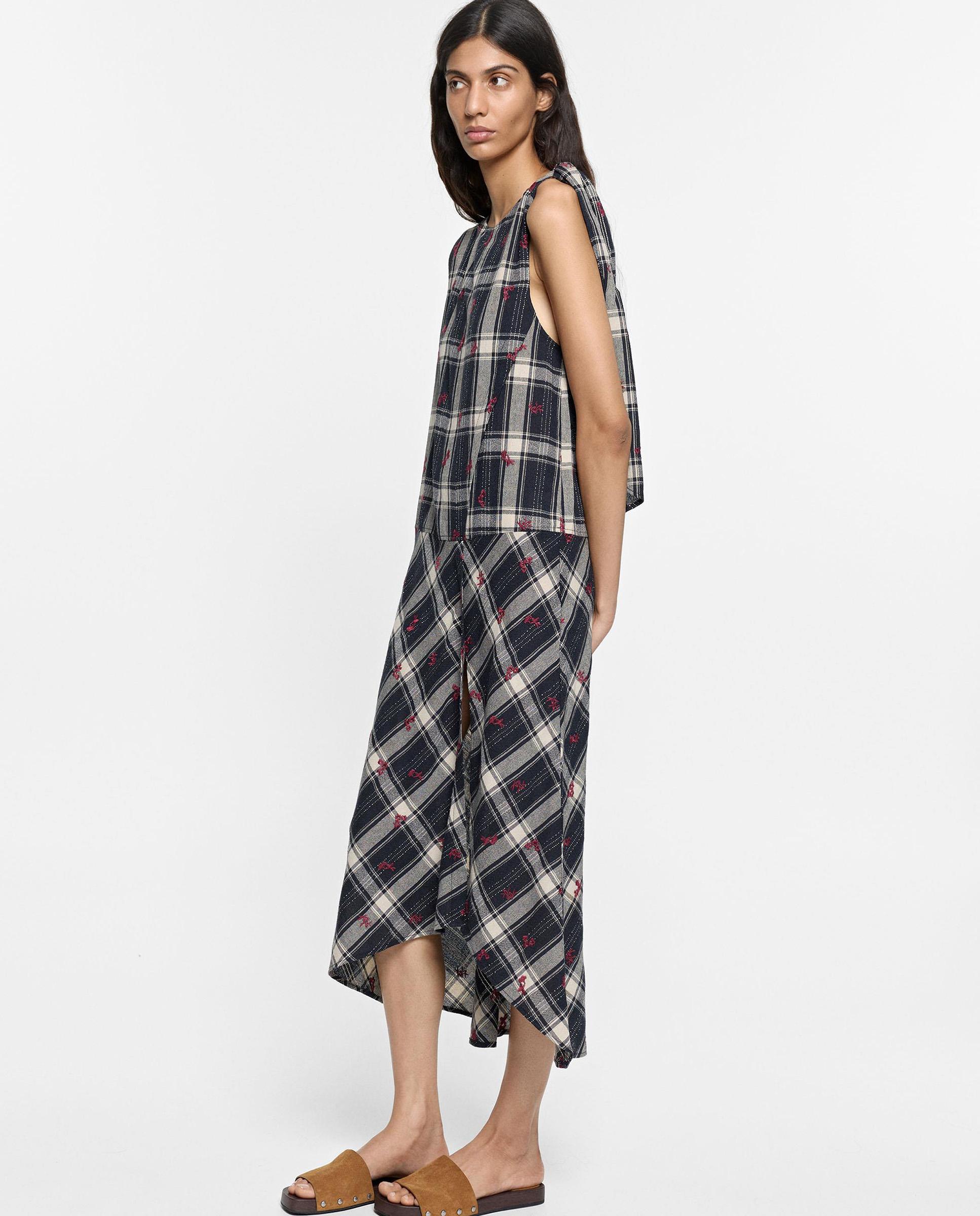 Vestido midi asimétrico con estampado vichy - Parfois - Multicolor Multicolor-3