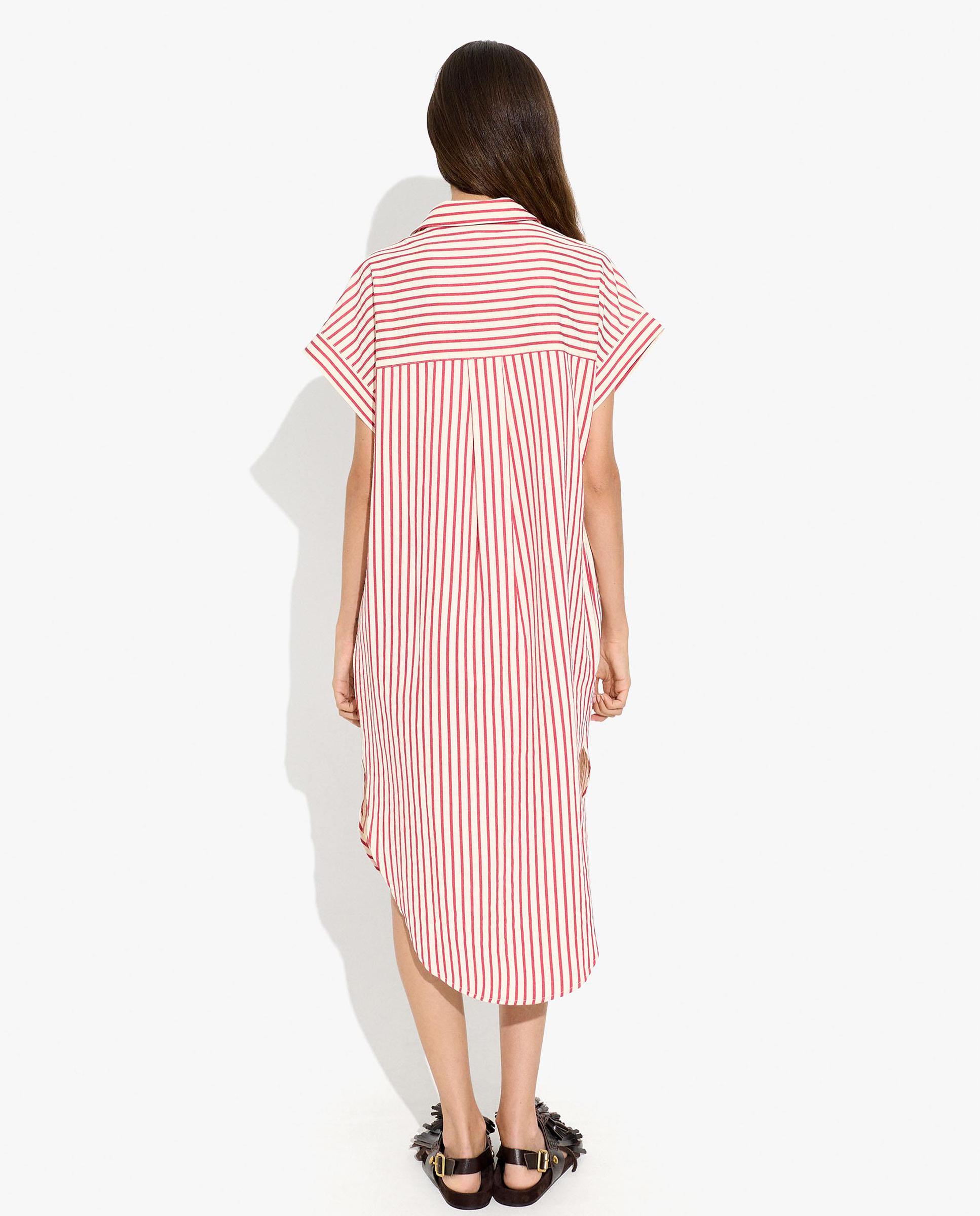 Vestido midi camisero con estampado de rayas - Parfois - Rojo Rojo-4