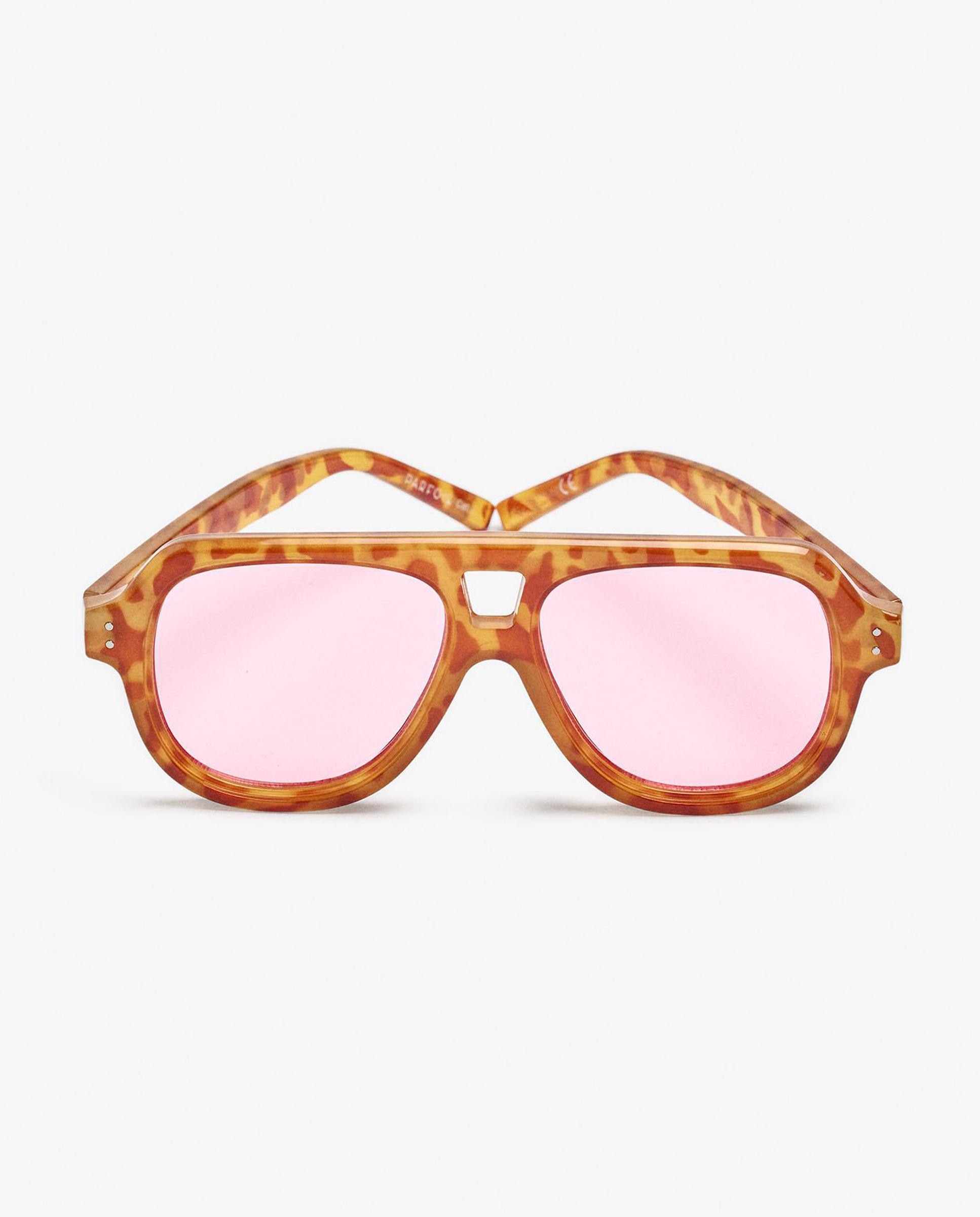 Gafas de sol de mujer con protección uv y forma redonda con estampado animal print - Parfois - Marrón Marrón-1