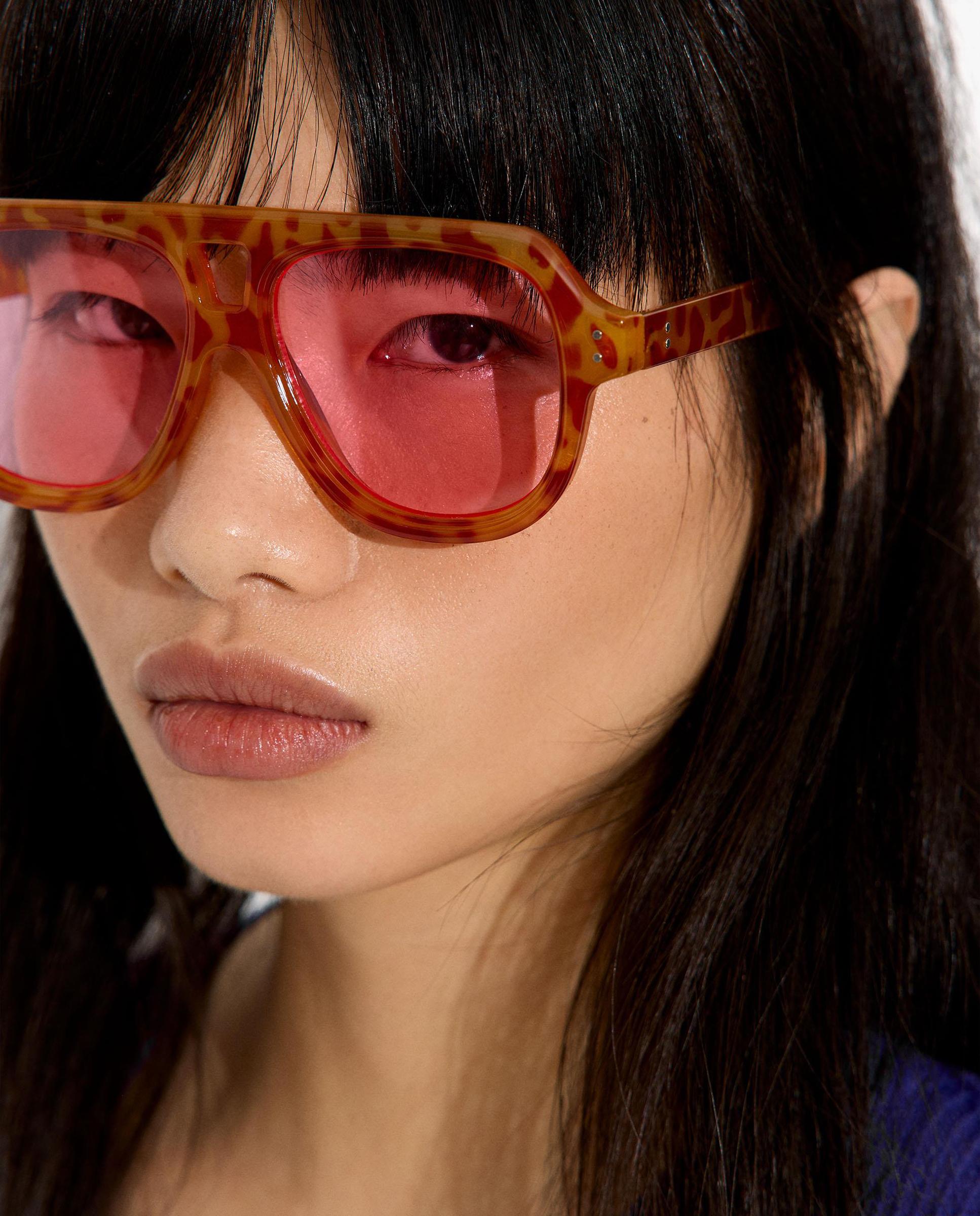 Gafas de sol de mujer con protección uv y forma redonda con estampado animal print - Parfois - Marrón Marrón-2