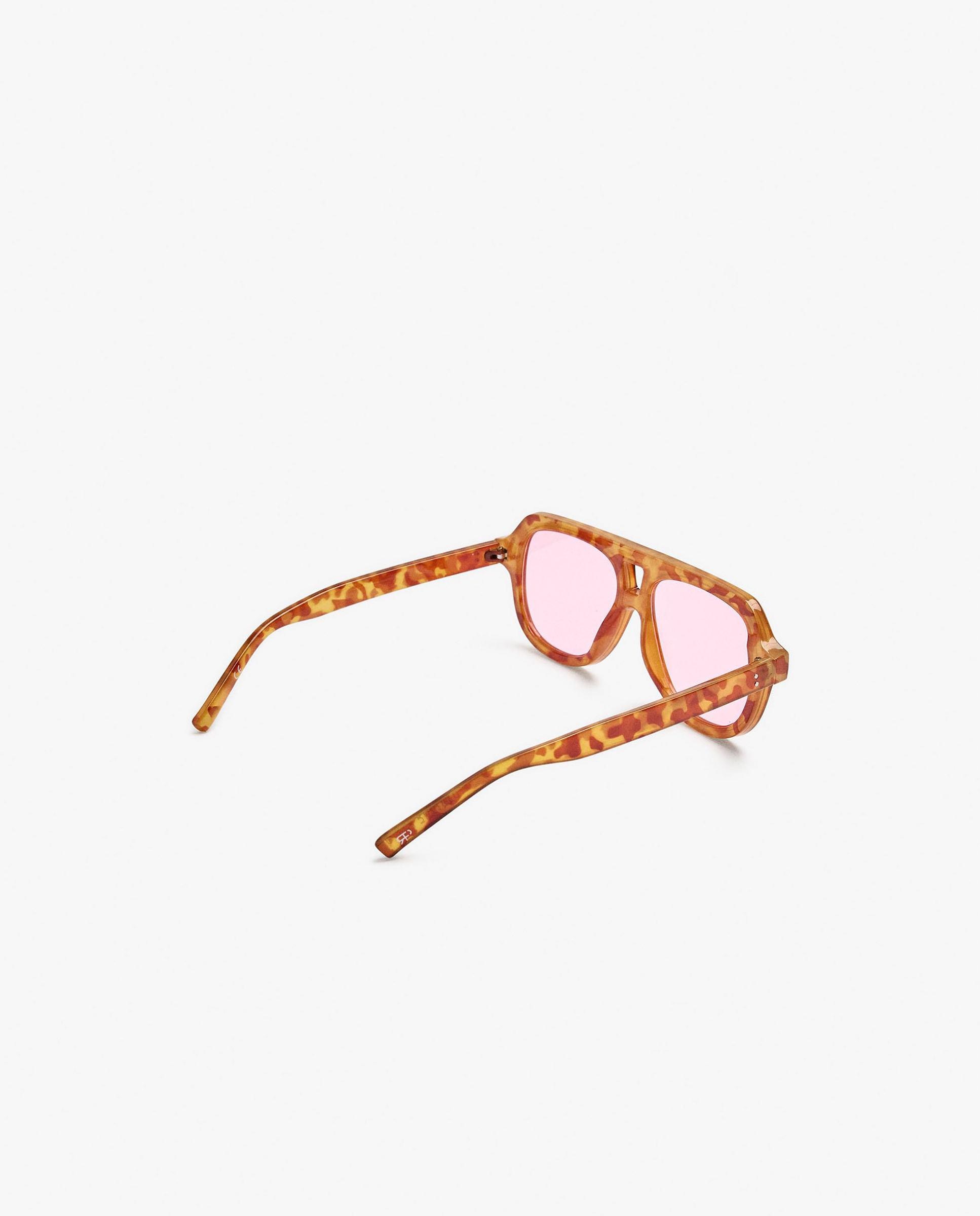 Gafas de sol de mujer con protección uv y forma redonda con estampado animal print - Parfois - Marrón Marrón-4