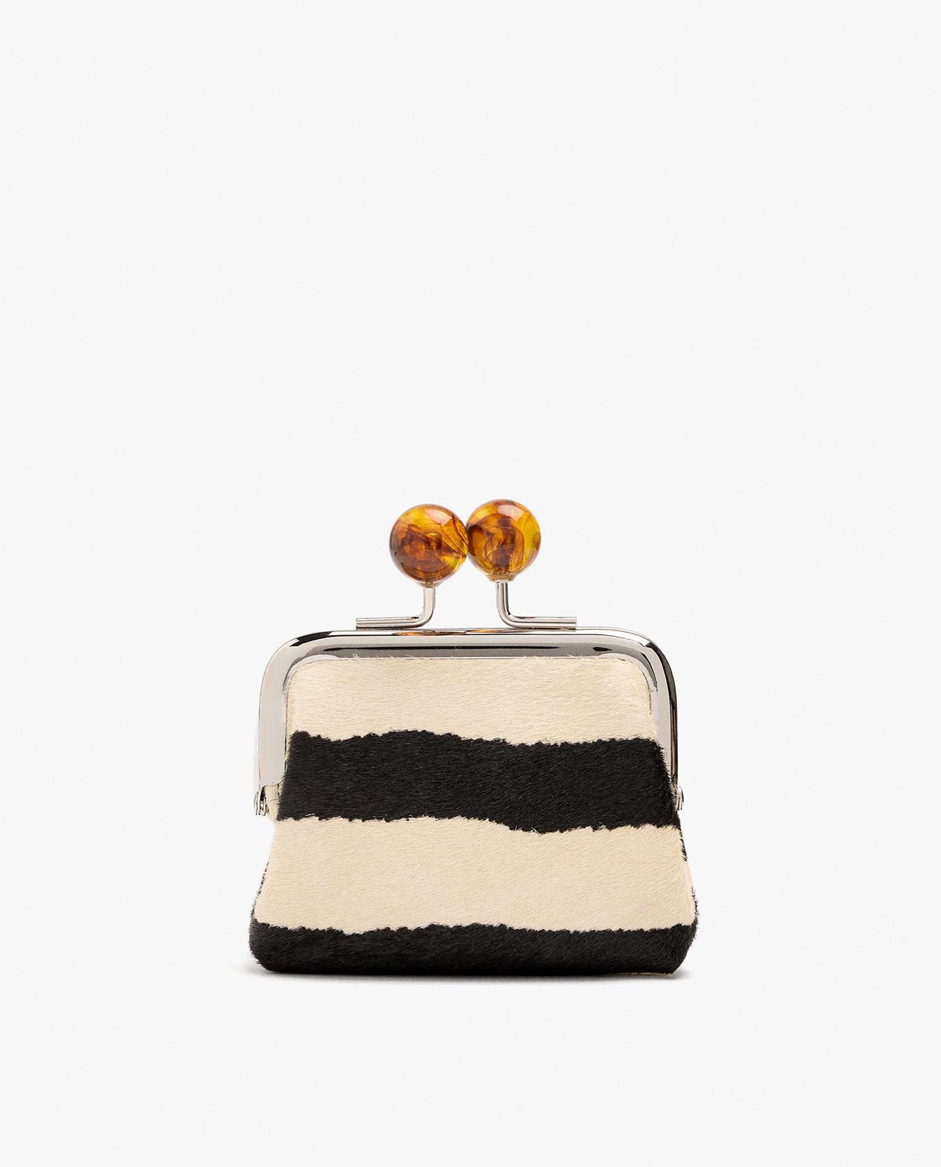 Monedero de mujer 100% piel con cierre de botón y estampado animal print - Parfois - Multicolor Multicolor-1