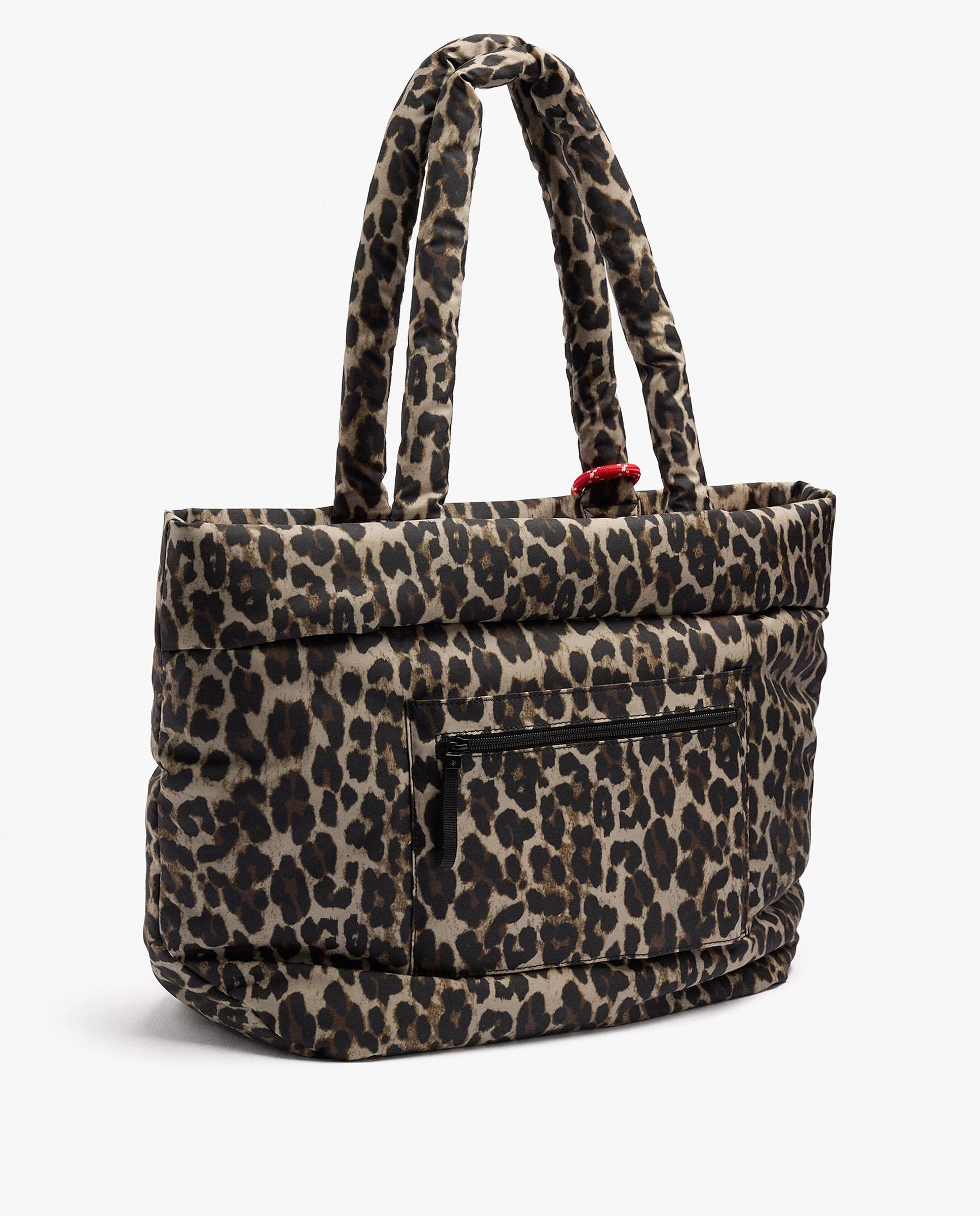 Bolso de hombro con cierre de cremallera y estampado animal print - Parfois - Marrón Marrón-2
