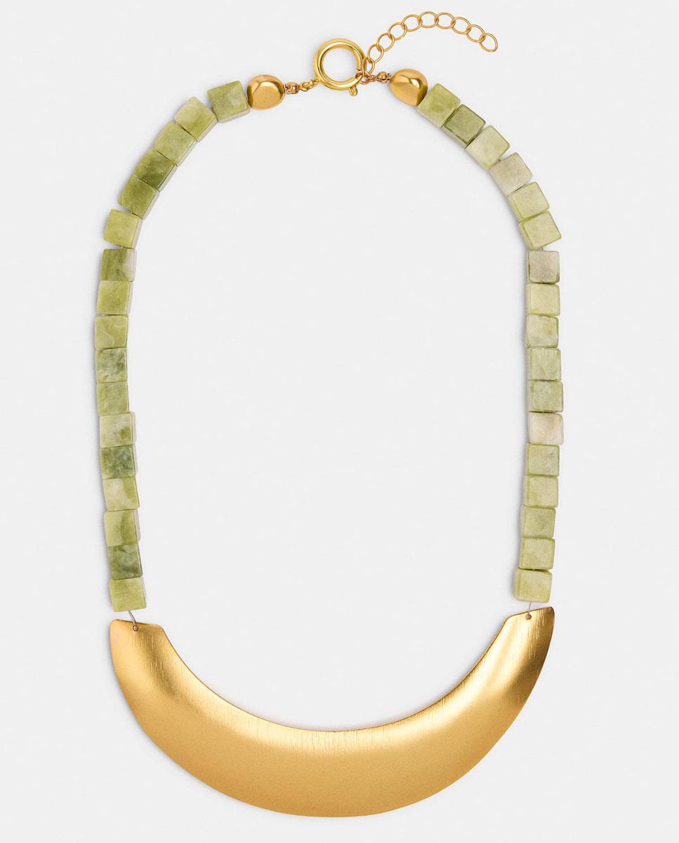 Imagen 0 de Choker corto con cuentas y detalle rígido en liso Multicolor