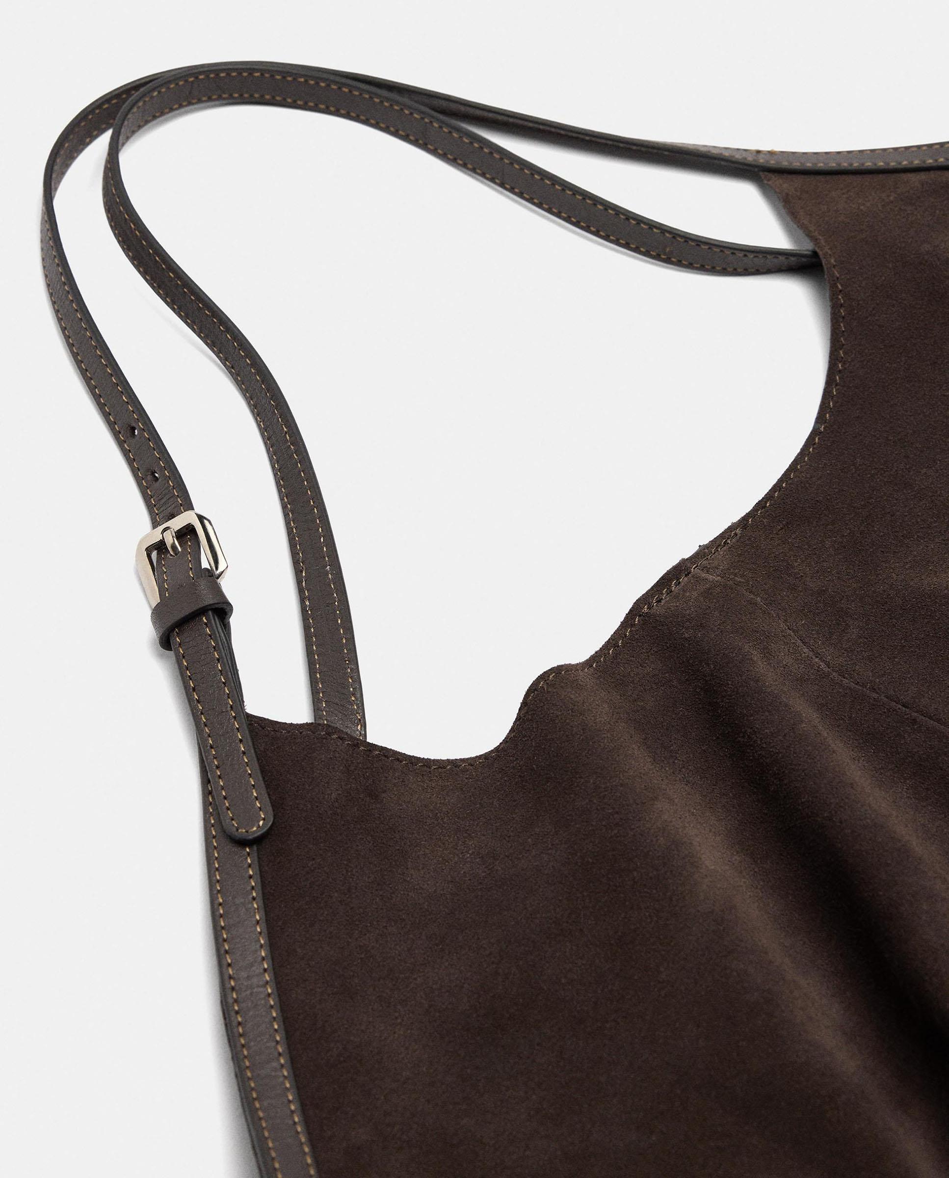 Shopper 100% piel grande en liso - Parfois - Marrón oscuro Marrón oscuro-6