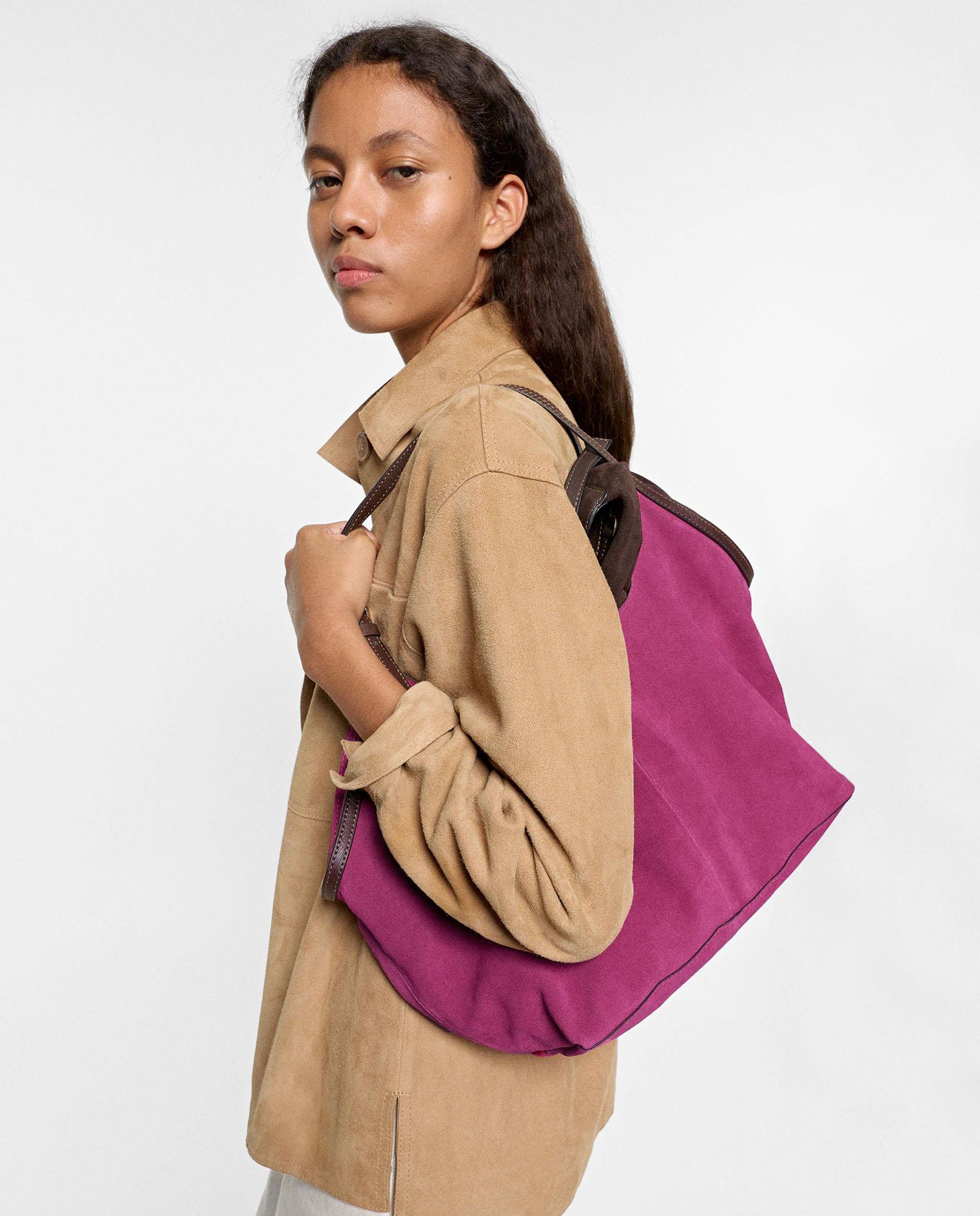 Shopper 100% piel grande en liso - Parfois - Fucsia Fucsia-2