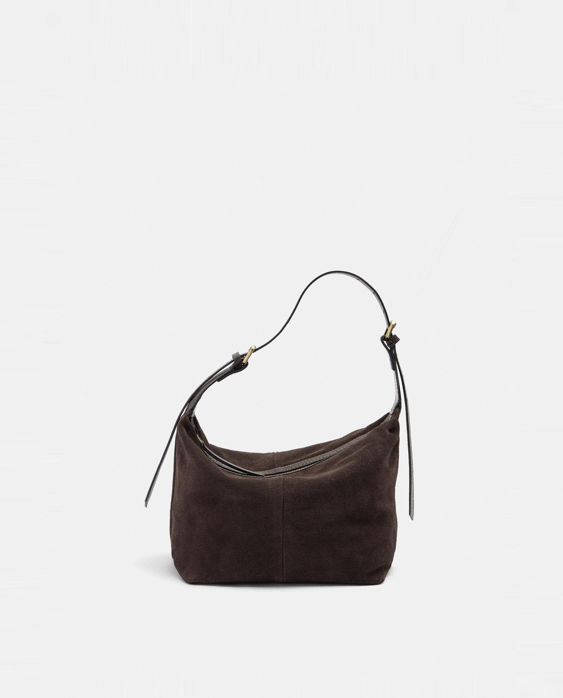 Bolso de hombro de mujer de piel con cierre de cremallera en liso - Parfois - Marrón oscuro Marrón oscuro-1