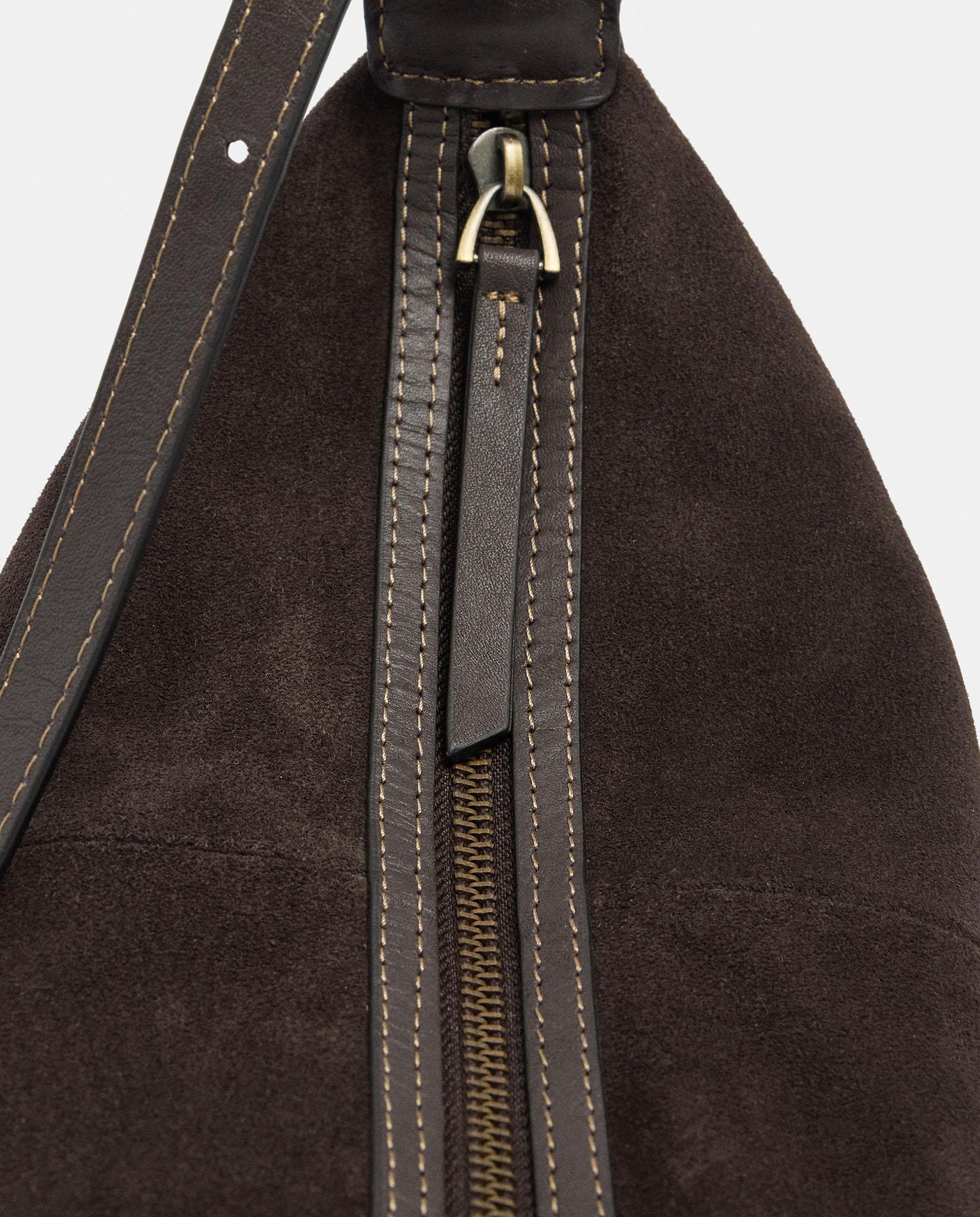 Bolso de hombro de mujer de piel con cierre de cremallera en liso - Parfois - Marrón oscuro Marrón oscuro-3