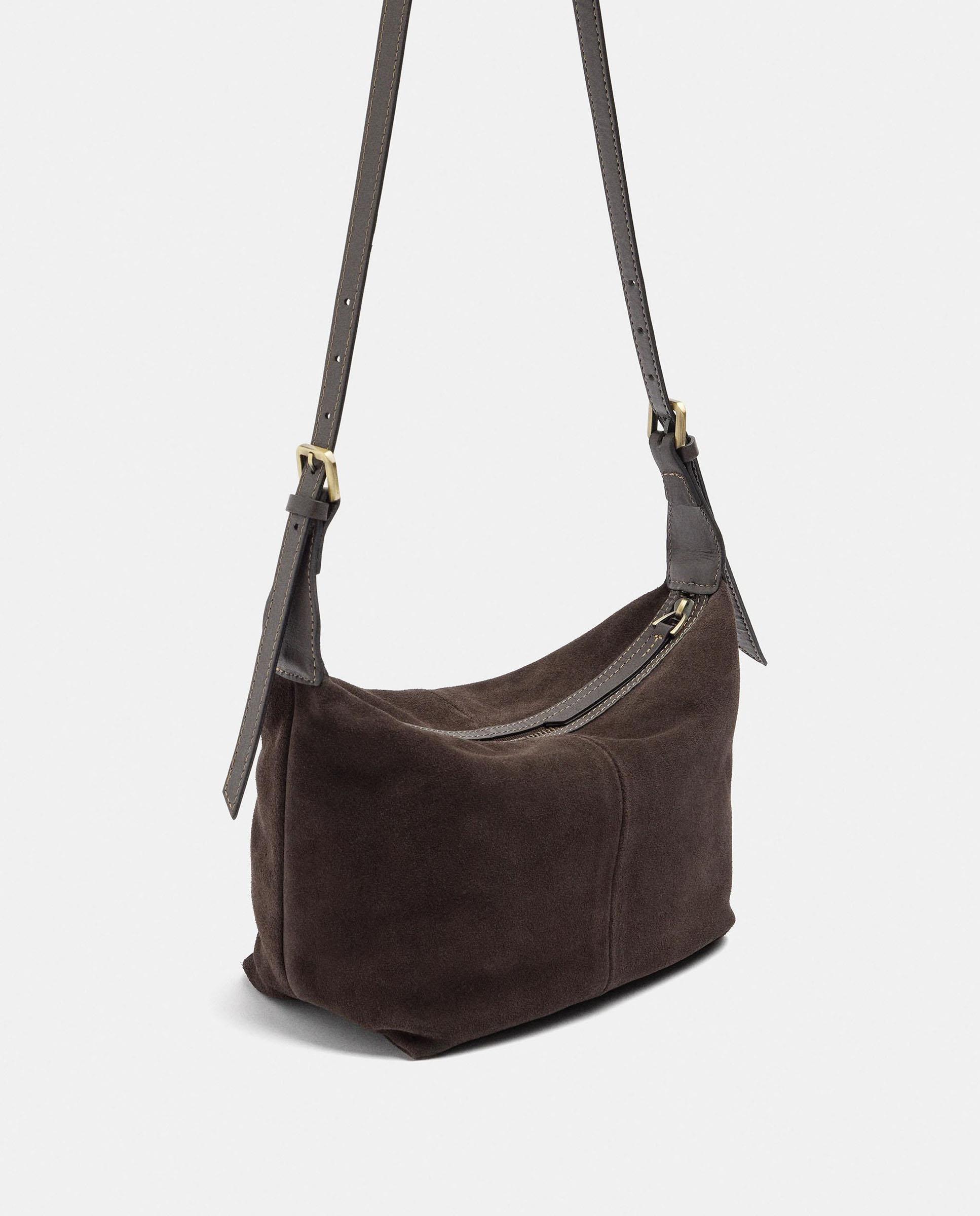 Bolso de hombro de mujer de piel con cierre de cremallera en liso - Parfois - Marrón oscuro Marrón oscuro-4
