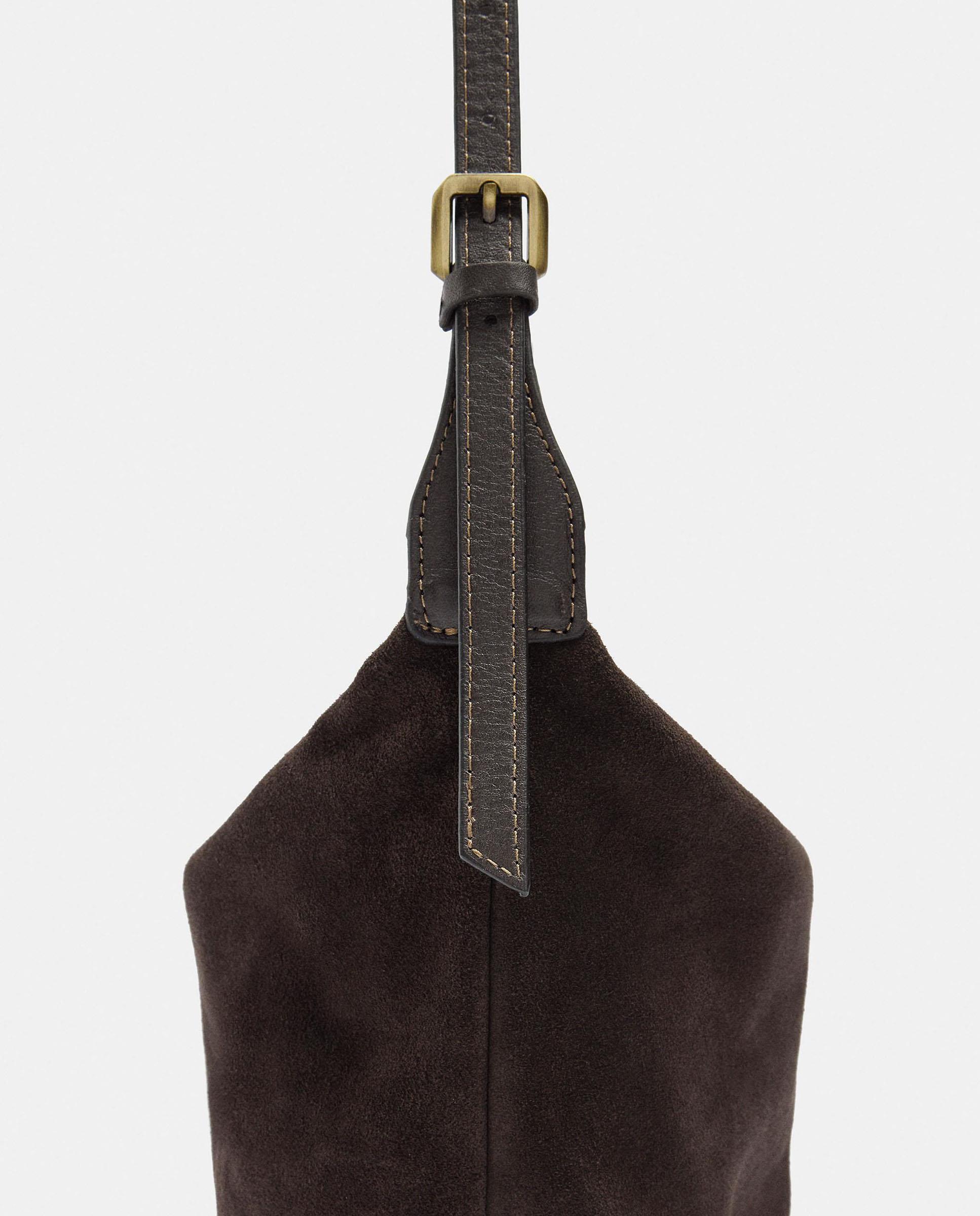 Bolso de hombro de mujer de piel con cierre de cremallera en liso - Parfois - Marrón oscuro Marrón oscuro-5