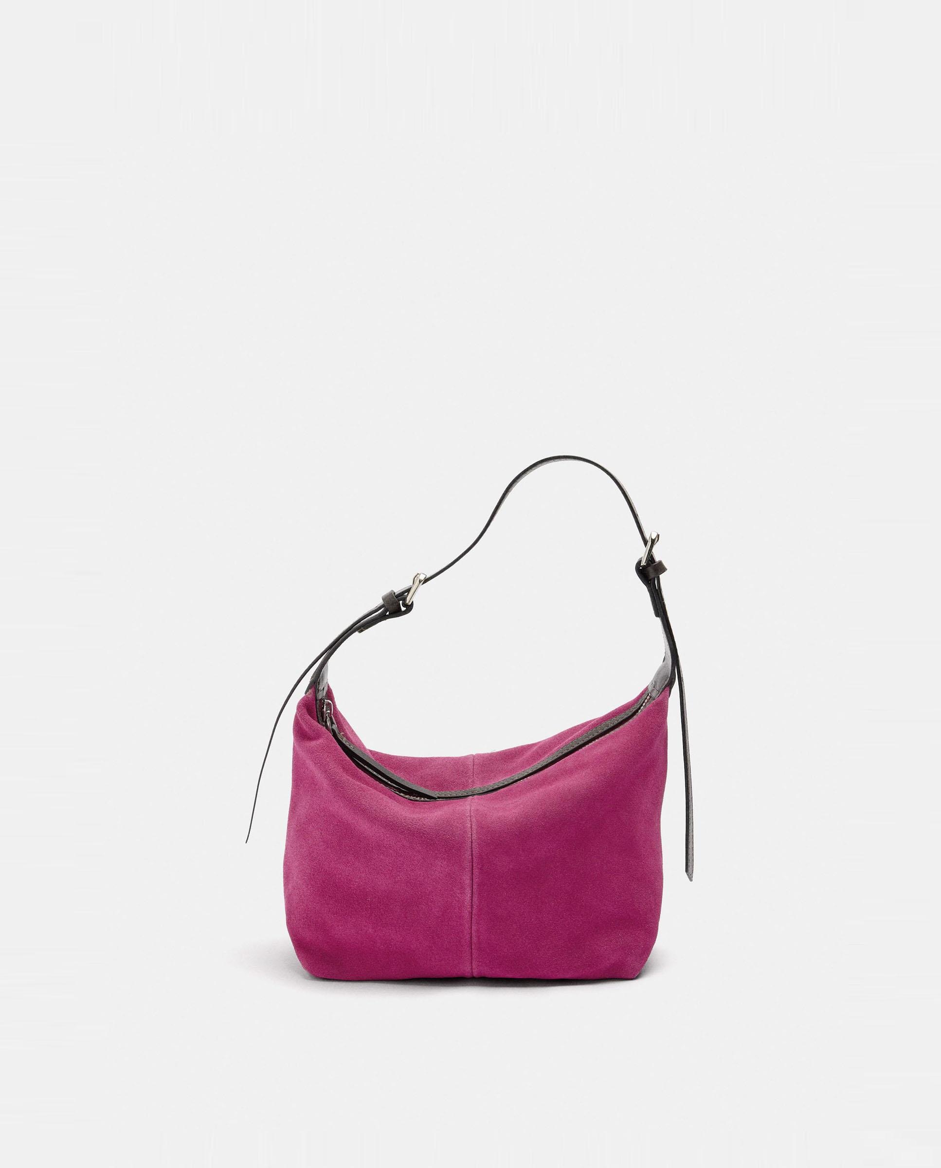 Bolso de hombro de mujer de piel con cierre de cremallera en liso - Parfois - Fucsia Fucsia-1