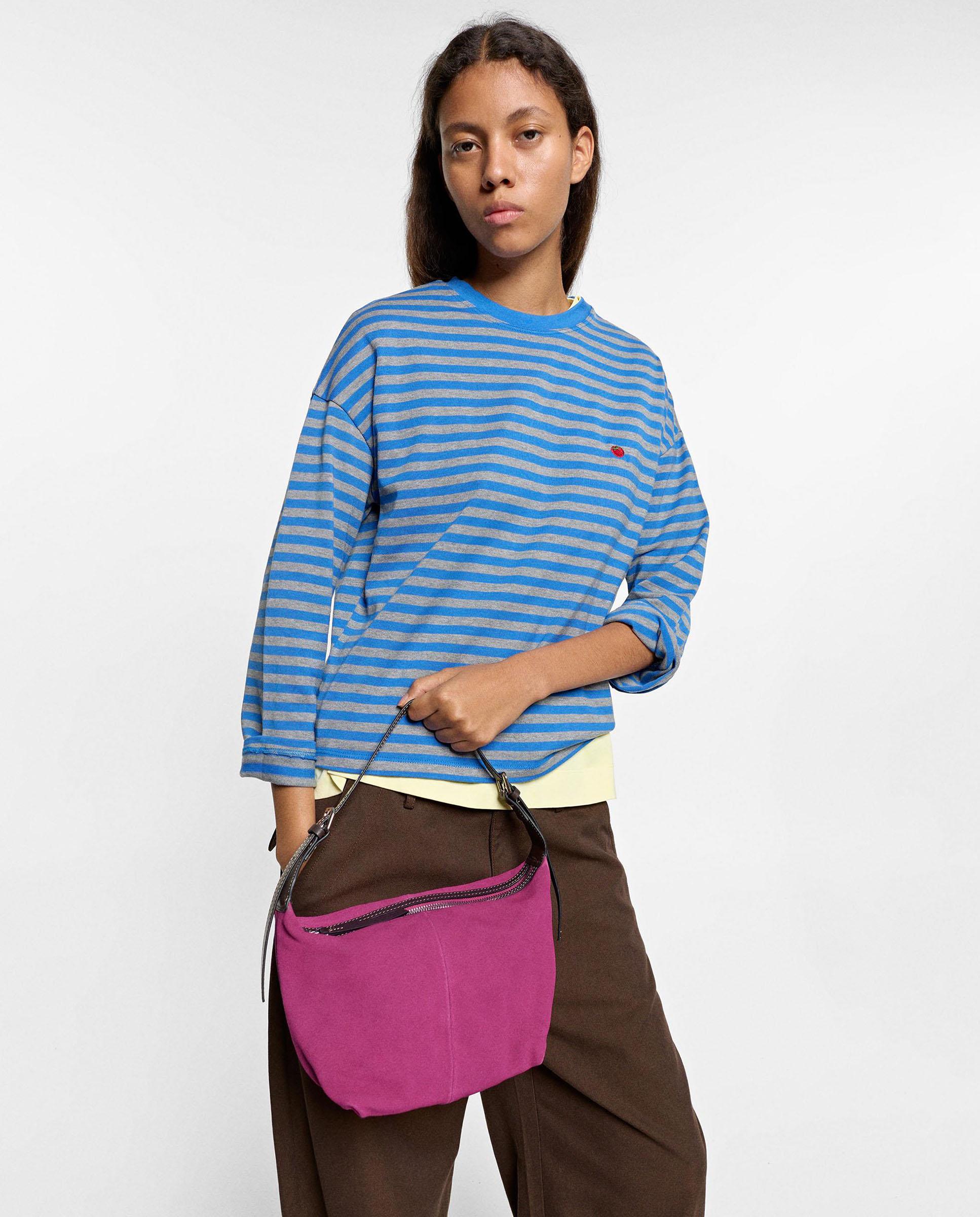 Bolso de hombro de mujer de piel con cierre de cremallera en liso - Parfois - Fucsia Fucsia-2