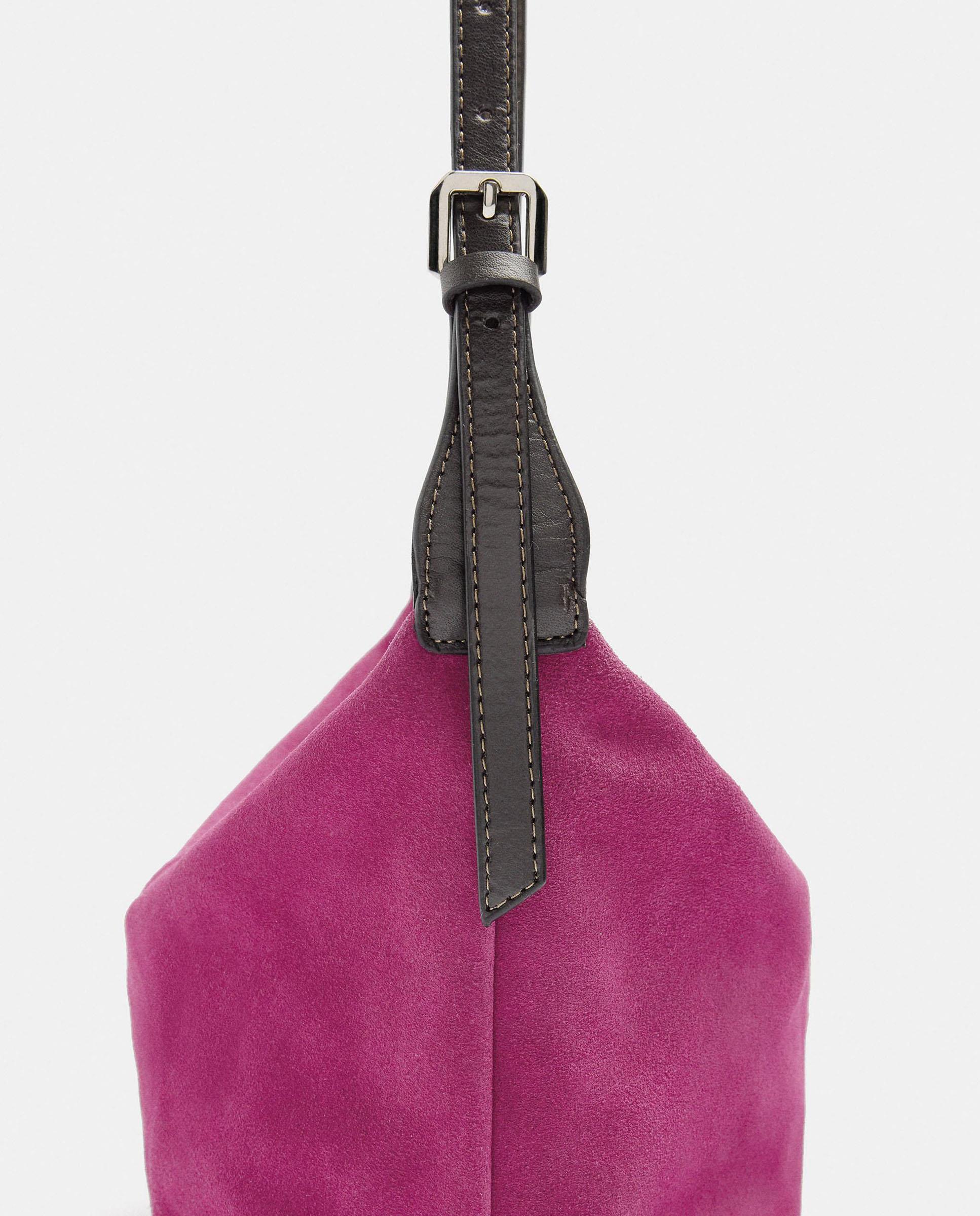 Bolso de hombro de mujer de piel con cierre de cremallera en liso - Parfois - Fucsia Fucsia-5