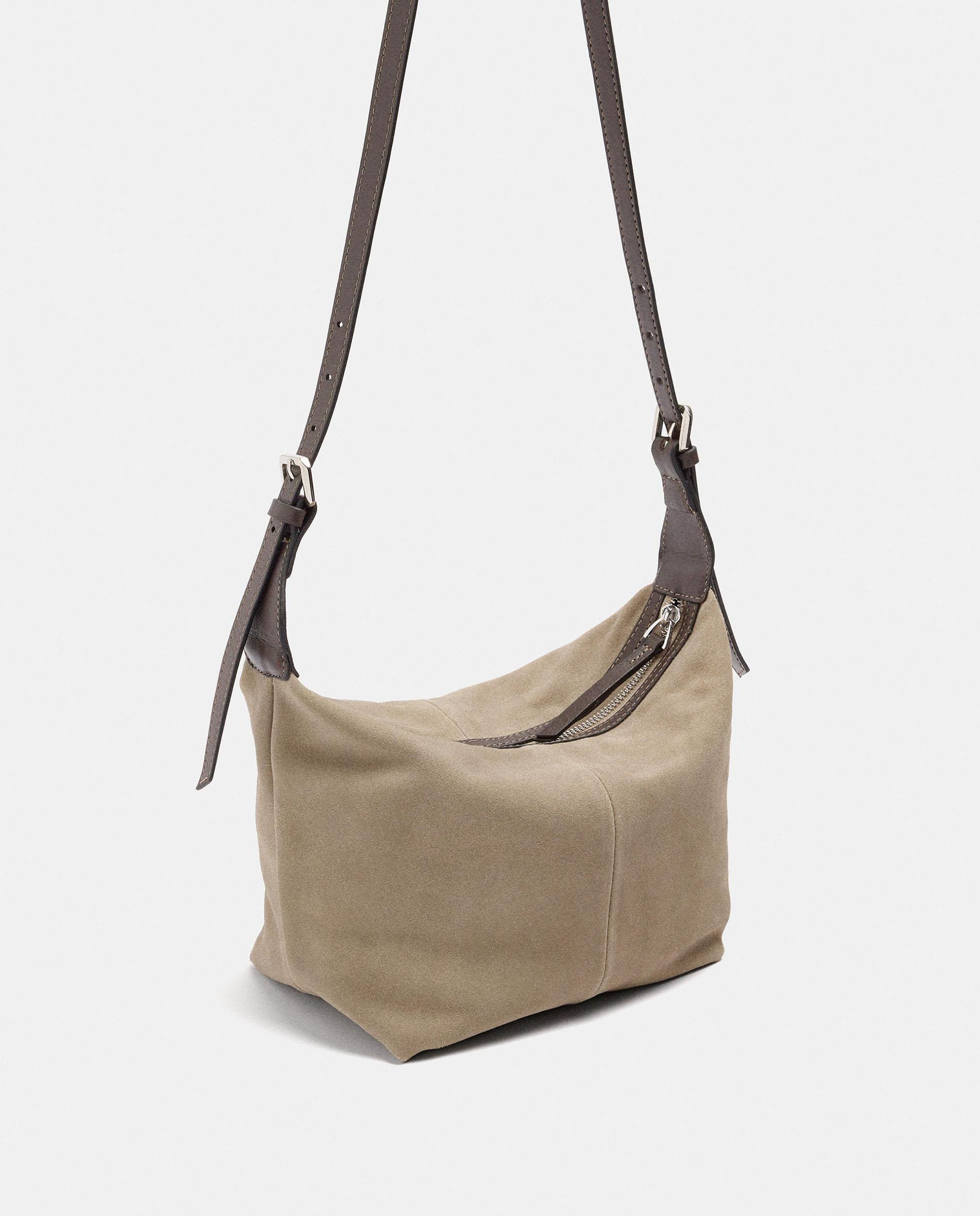 Bolso de hombro de mujer de piel con cierre de cremallera en liso - Parfois - Topo Topo-4