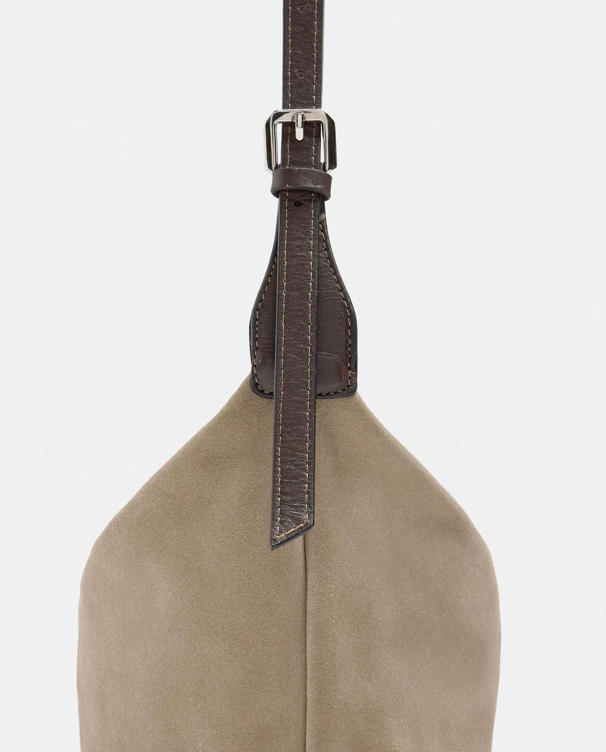 Bolso de hombro de mujer de piel con cierre de cremallera en liso - Parfois - Topo Topo-5