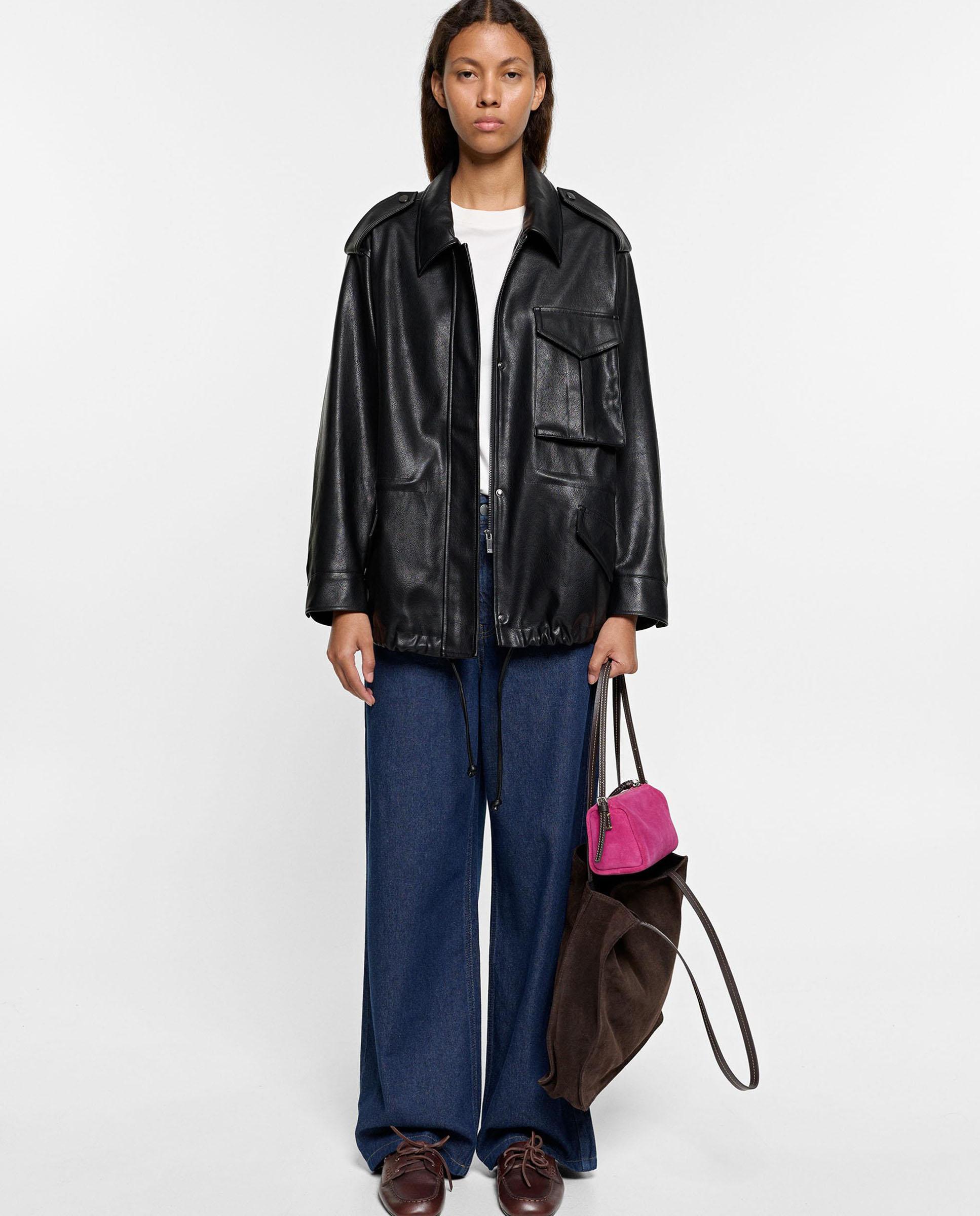 Chaqueta de mujer con cuello solapa en liso - Parfois - Negro Negro-2