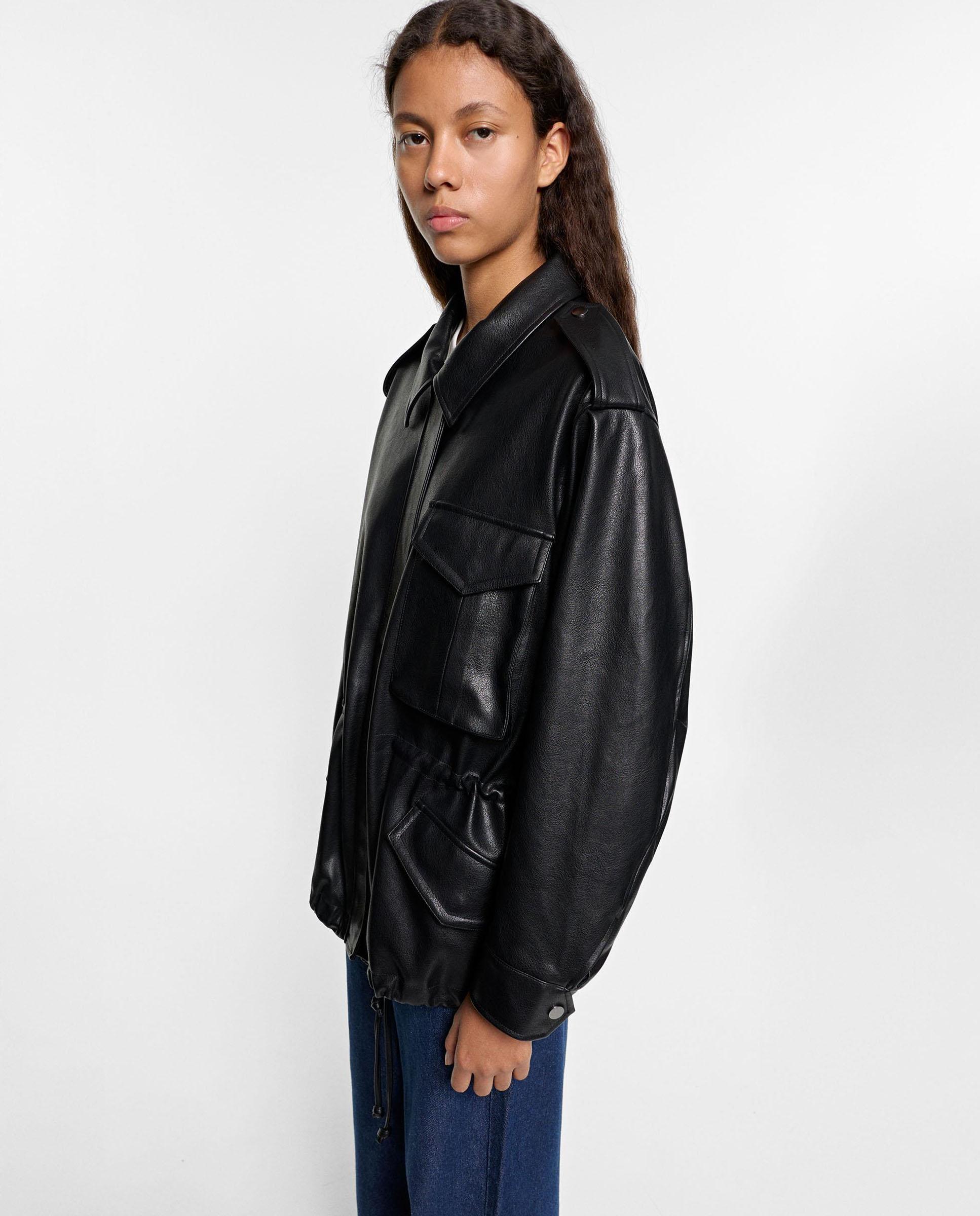 Chaqueta de mujer con cuello solapa en liso - Parfois - Negro Negro-3