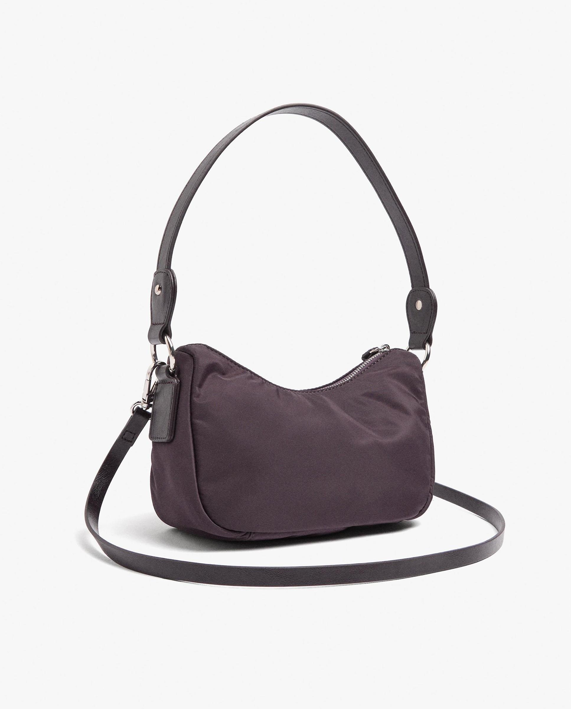 Bolso de hombro con cierre de cremallera y tachuelas con bolsillos decorativos - Parfois - Burdeos Burdeos-2