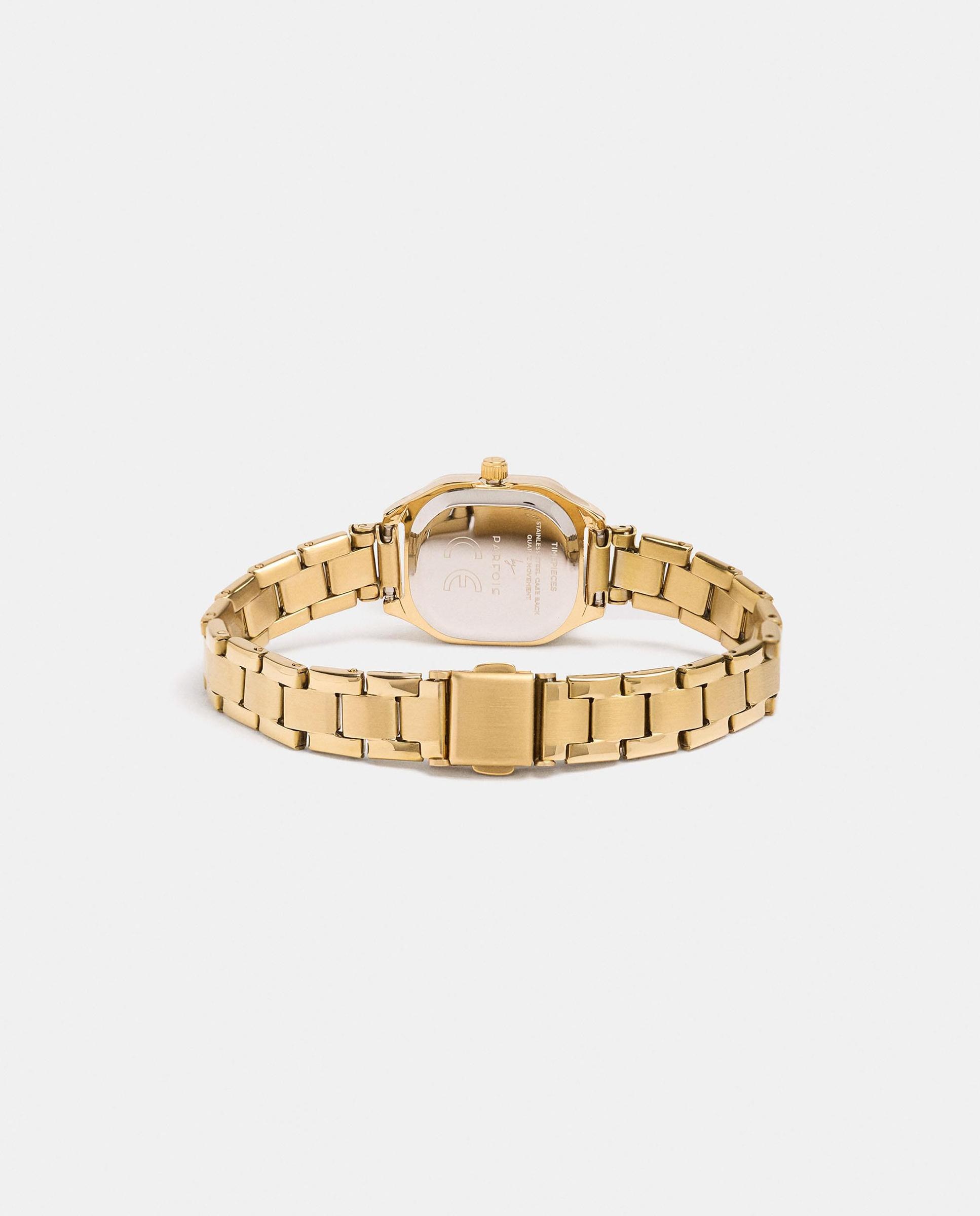 Reloj de mujer de acero inoxidable cuadrado - Parfois - Dorado Dorado-3