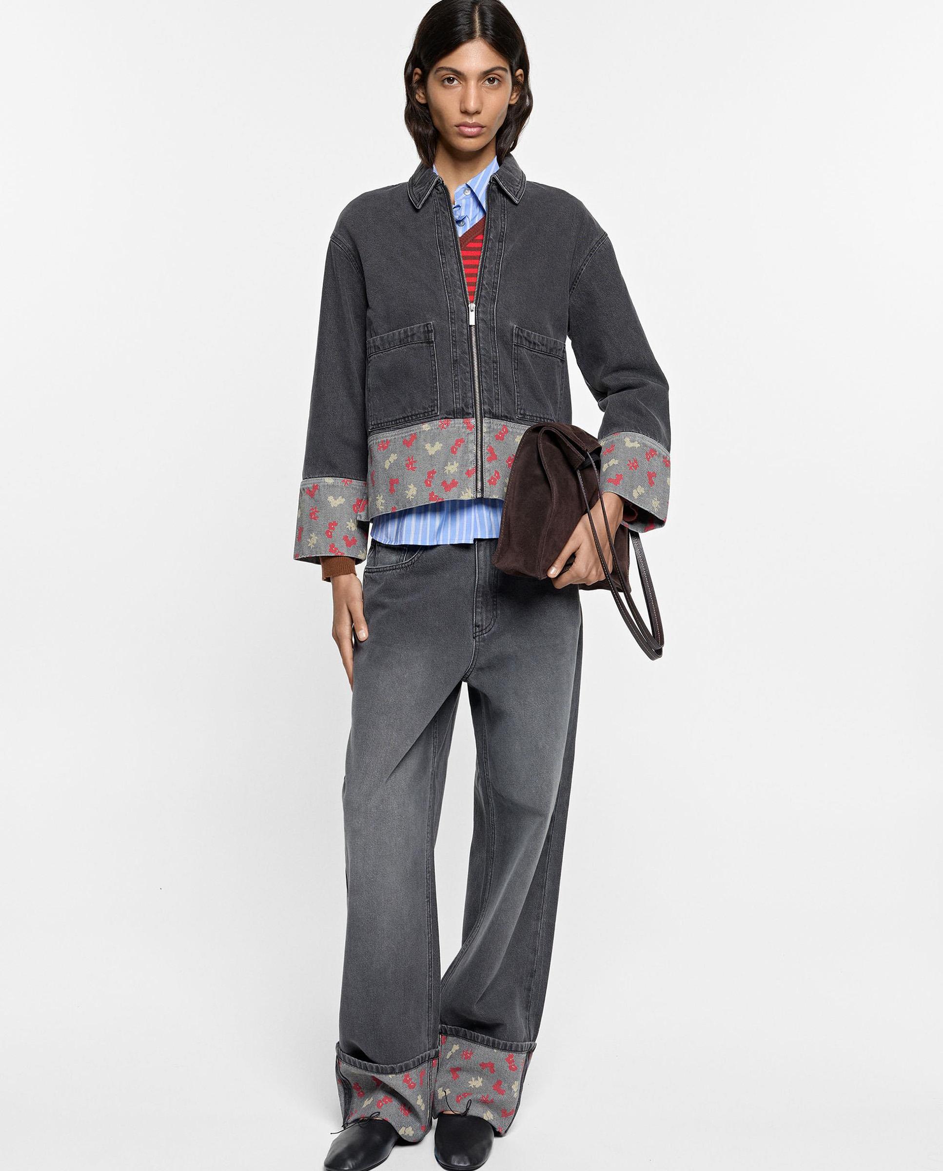 Vaqueros anchos de mujer 100% algodón con dobladillo en el bajo - Parfois - Gris Gris-3