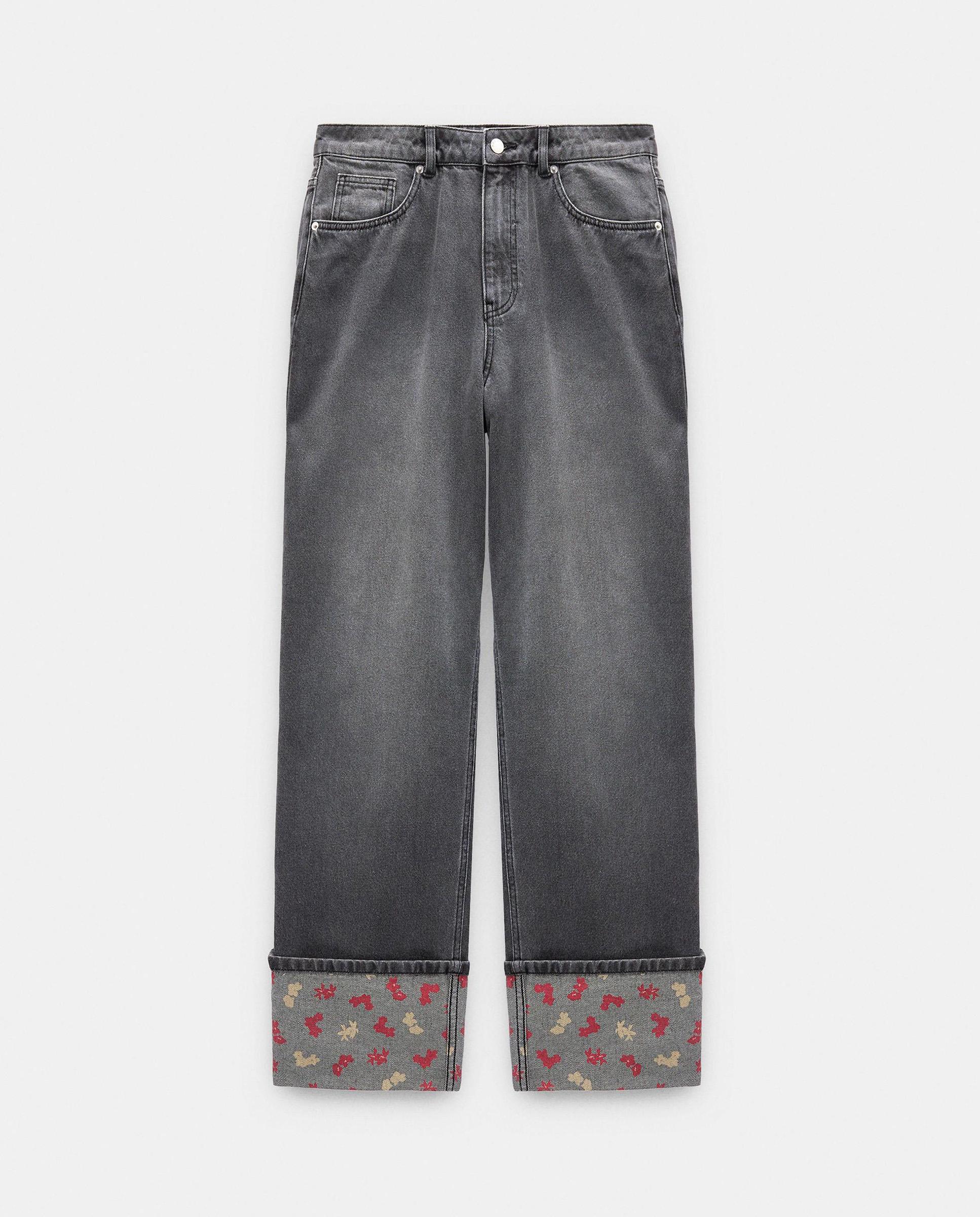 Vaqueros anchos de mujer 100% algodón con dobladillo en el bajo - Parfois - Gris Gris-6