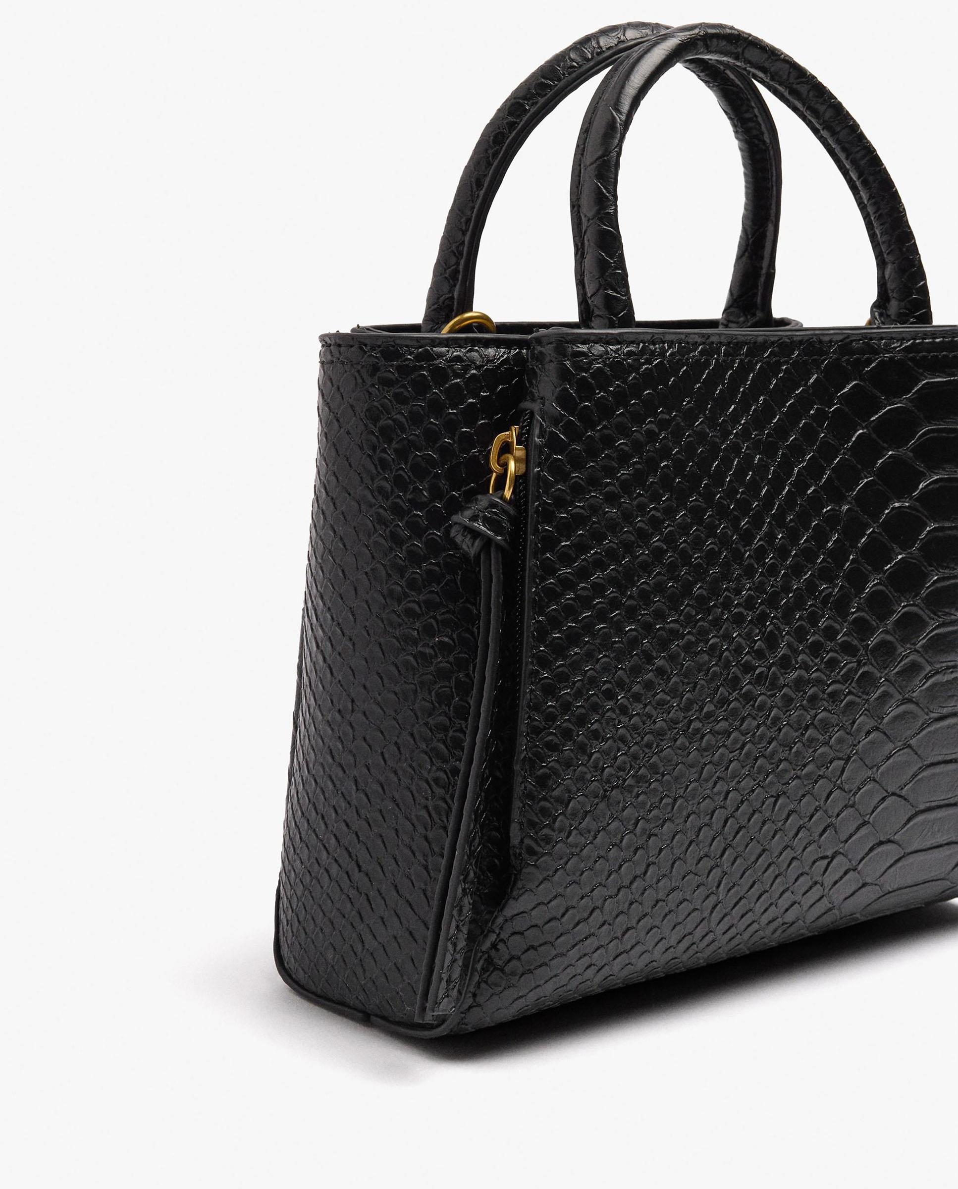 Bolso de mano estilo tote convertible a bandolera con cierre de cremallera en liso - Parfois - Negro Negro-3