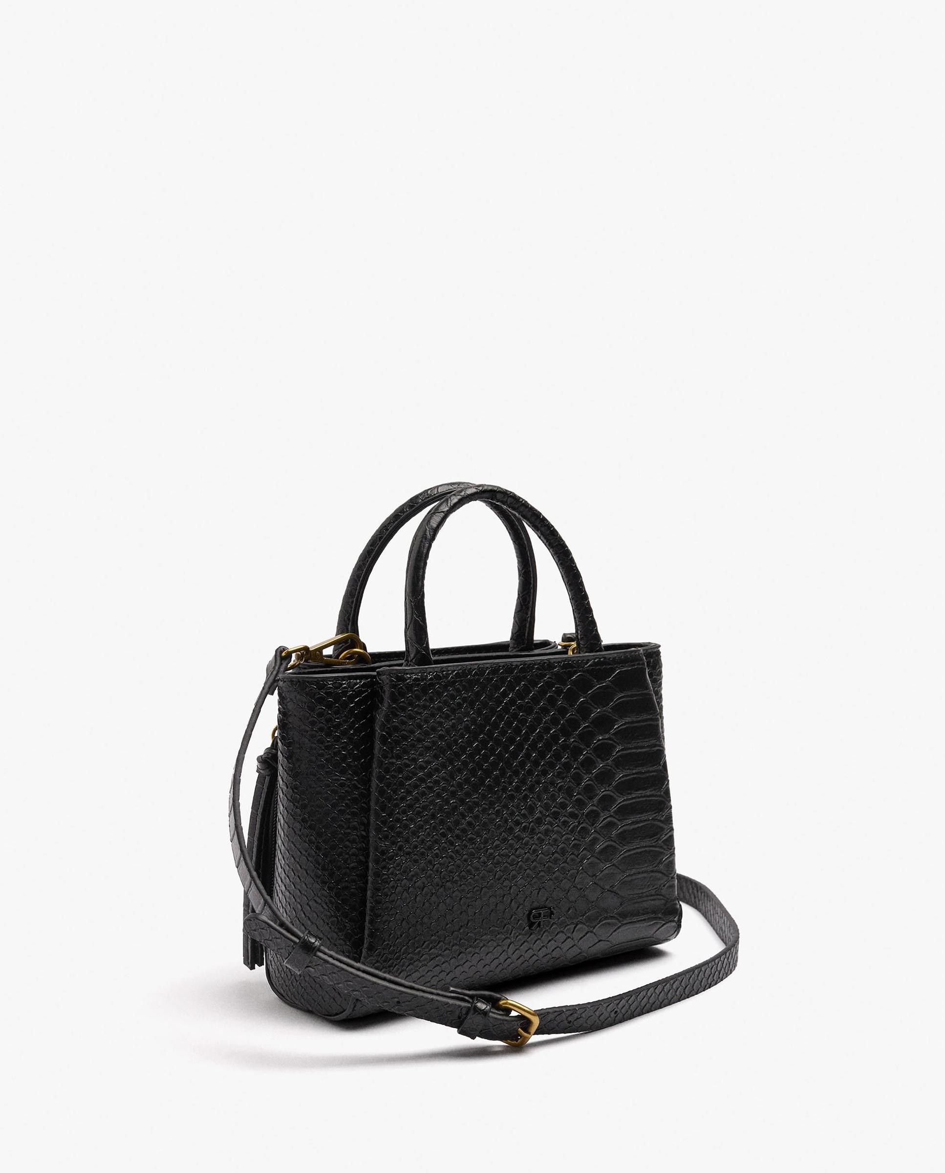 Bolso de mano estilo tote convertible a bandolera con cierre de cremallera en liso - Parfois - Negro Negro-2