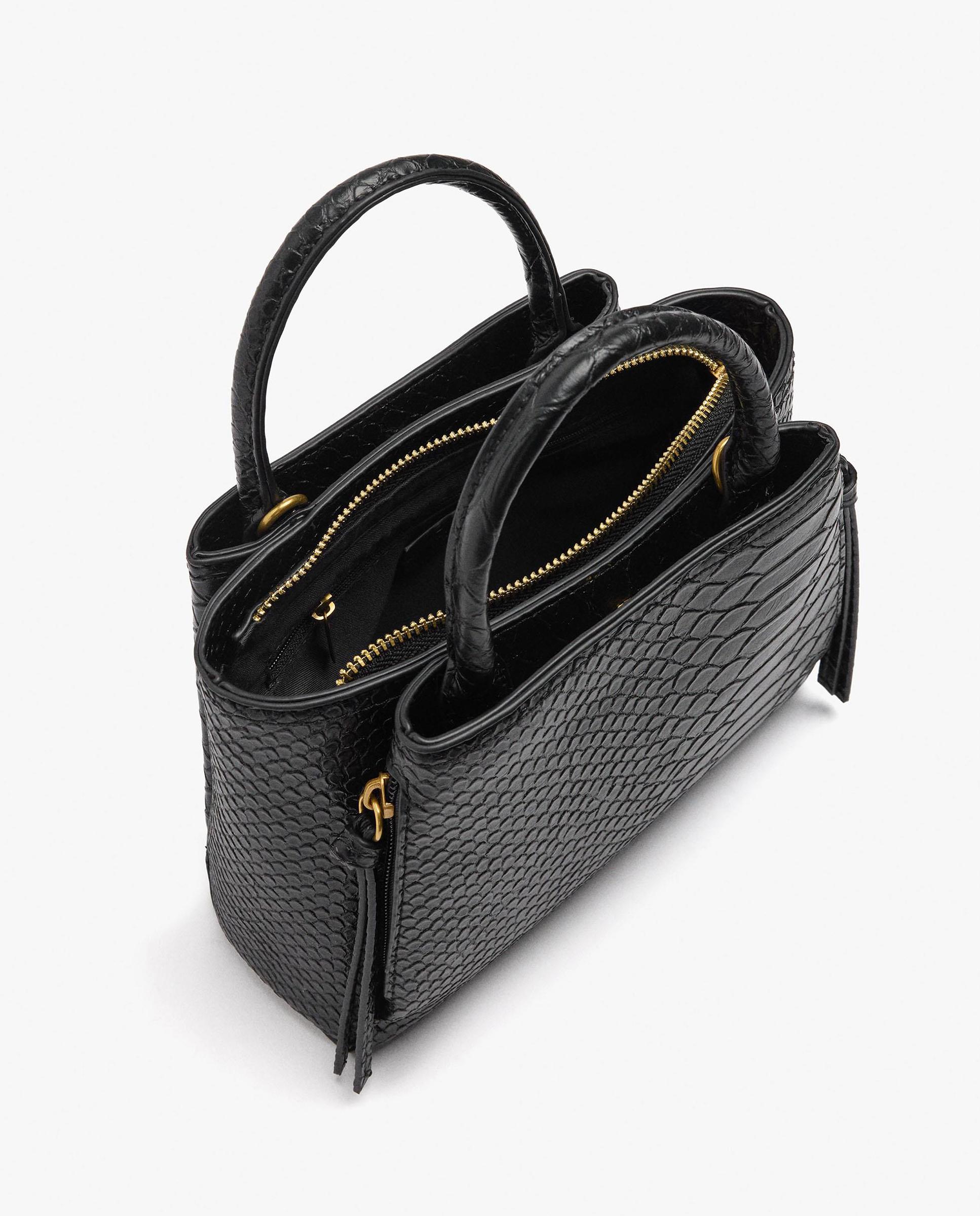 Bolso de mano estilo tote convertible a bandolera con cierre de cremallera en liso - Parfois - Negro Negro-4
