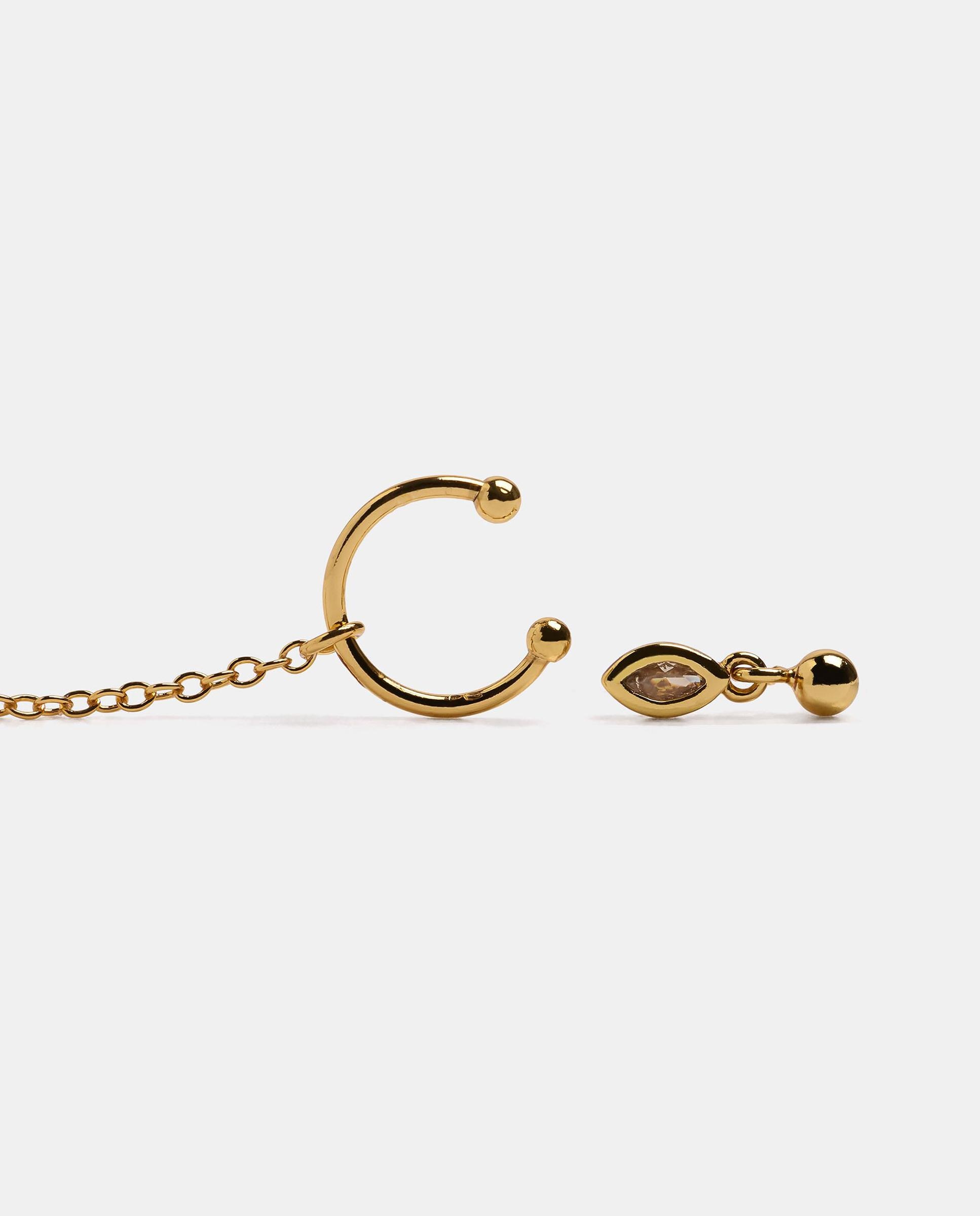 Pendiente de aro bañado en oro de 18 k con cadena colgante - Parfois - Dorado Dorado-2