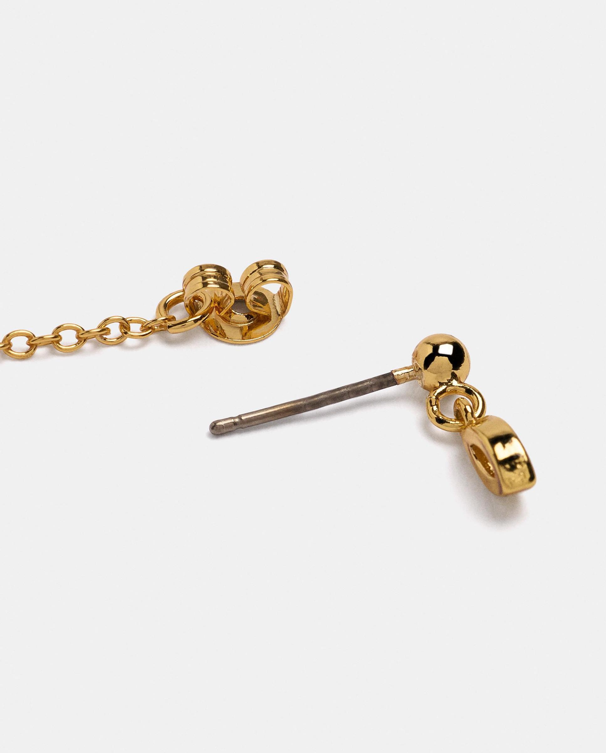 Pendiente de aro bañado en oro de 18 k con cadena colgante - Parfois - Dorado Dorado-3