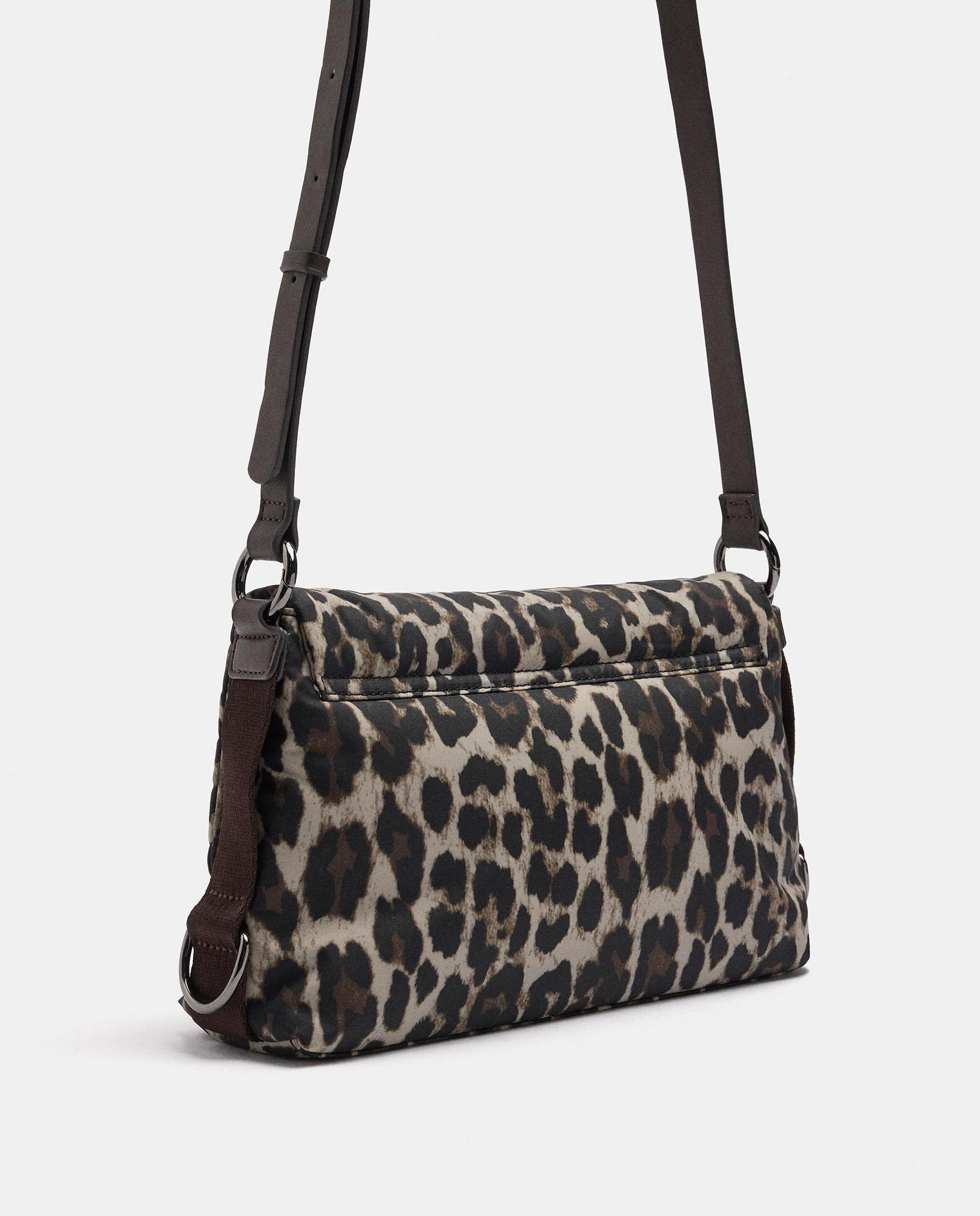 Bolso de hombro con llavero extraíble y estampado animal print - Parfois - Marrón Marrón-2