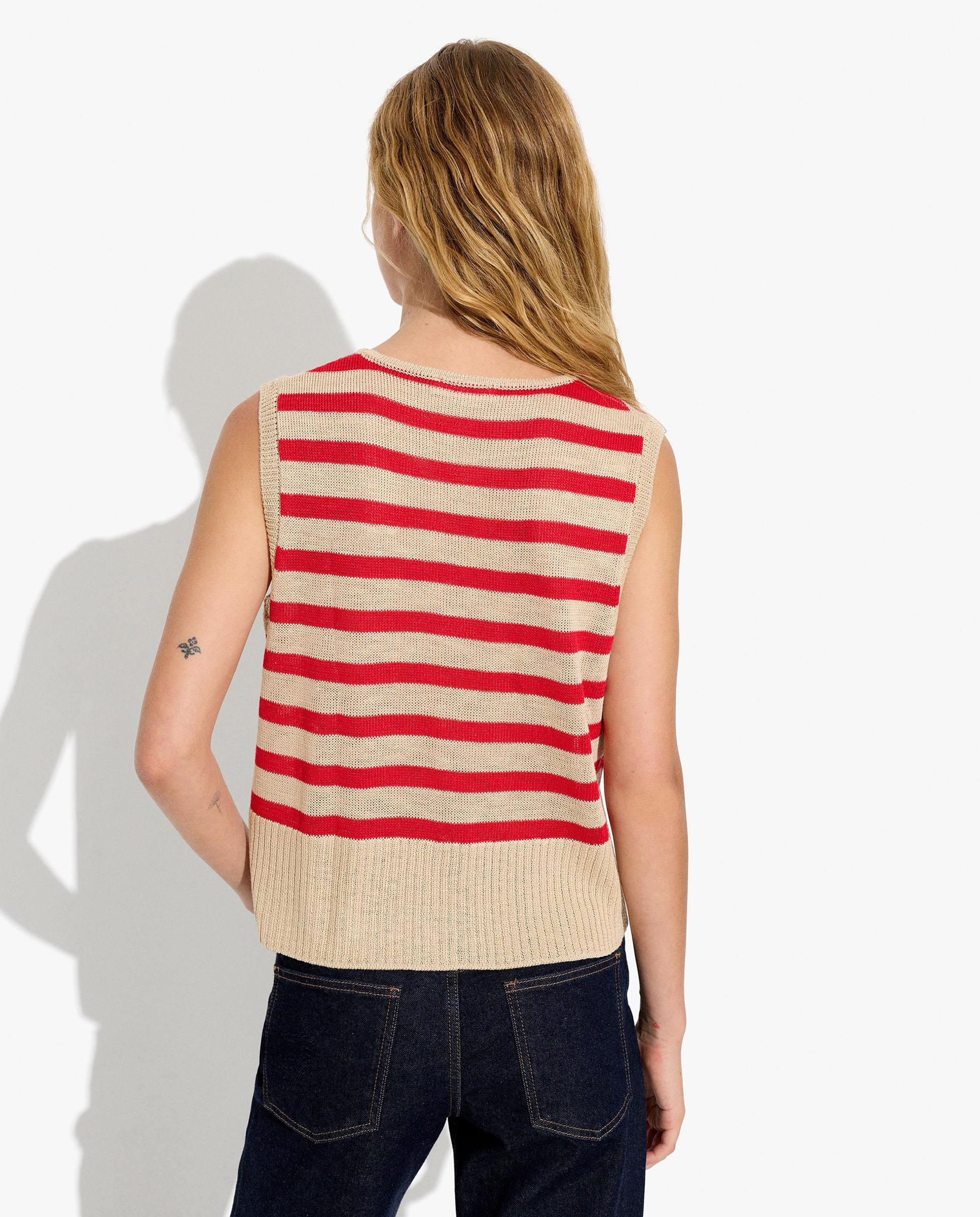 Chaleco de mujer de punto con estampado de rayas - Parfois - Rojo Rojo-4