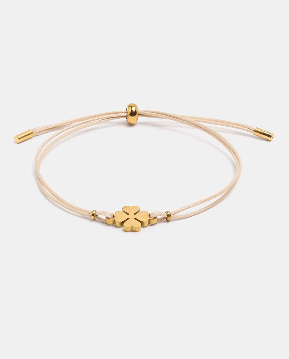 Pulsera de cordón con abalorio de trébol decorativo - Parfois - Dorado Dorado-1