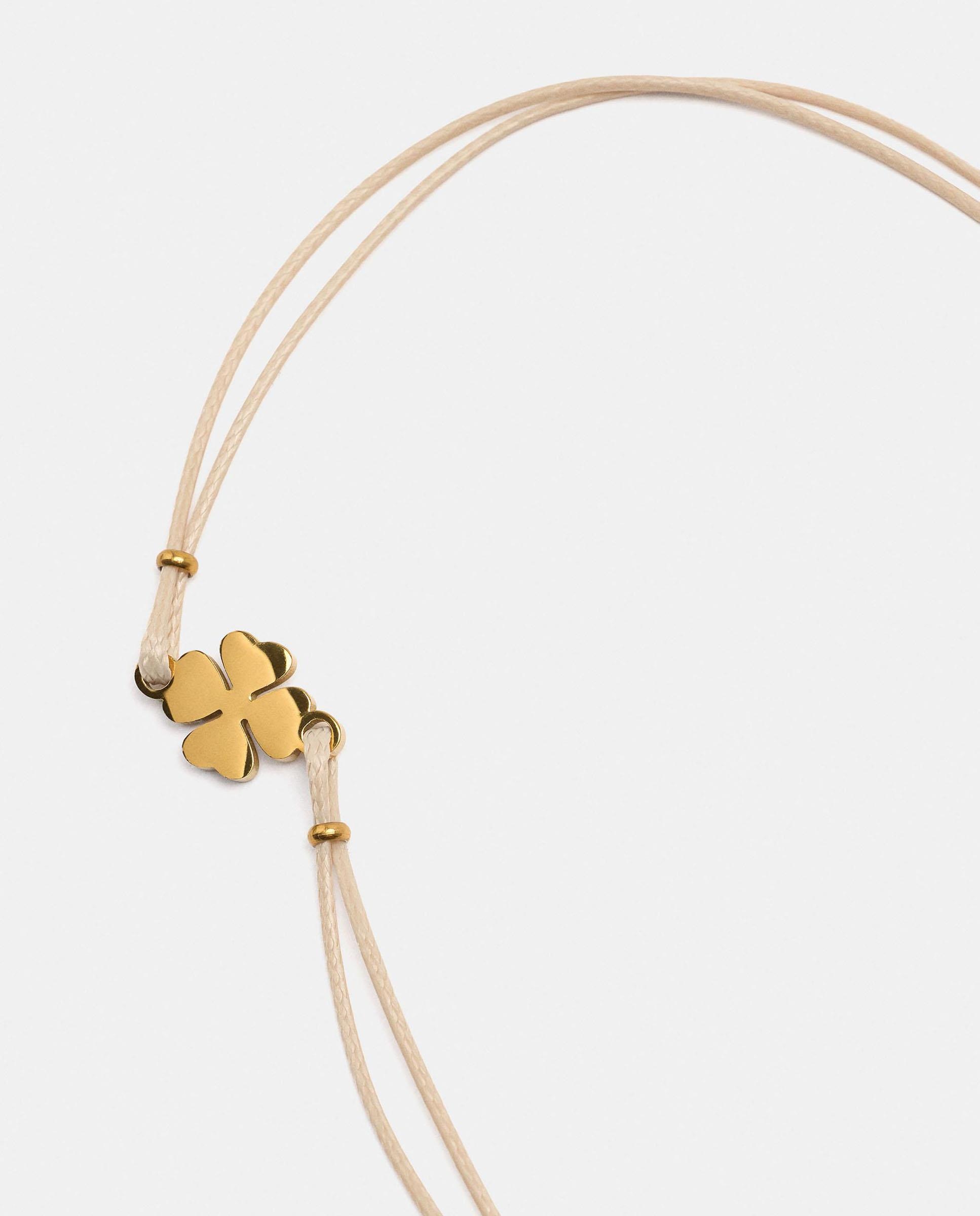 Pulsera de cordón con abalorio de trébol decorativo - Parfois - Dorado Dorado-2