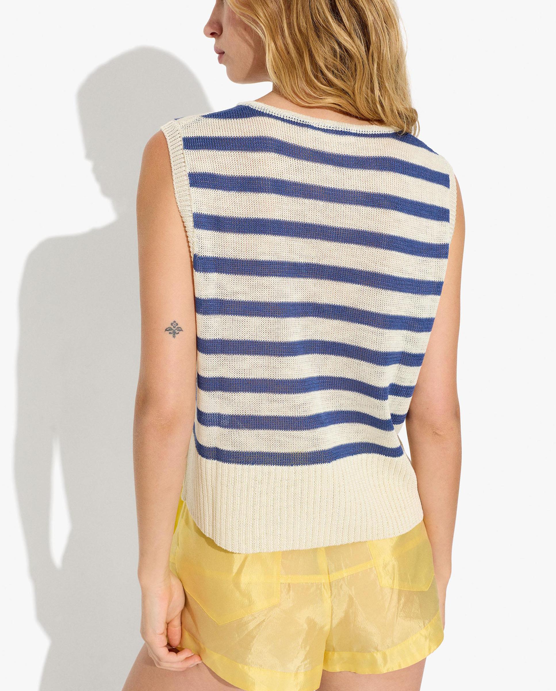 Chaleco de mujer de punto con estampado de rayas - Parfois - Azul marino Azul marino-4